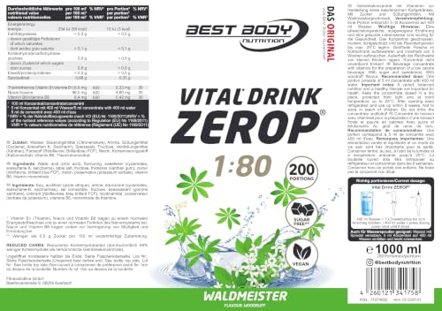 Thumbnail 5 de Best Body Nutrition Vital Drink Waldmeister ZEROP® 1000 ml Zuckerfrei