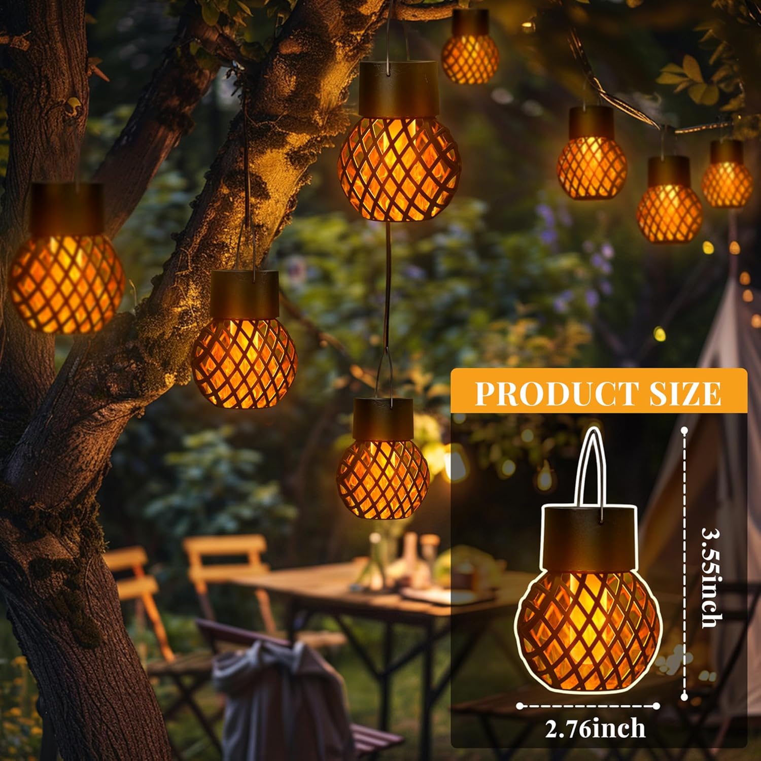 Thumbnail 3 de GIGALUMI Solar Hanging Flame Lights 8-pack