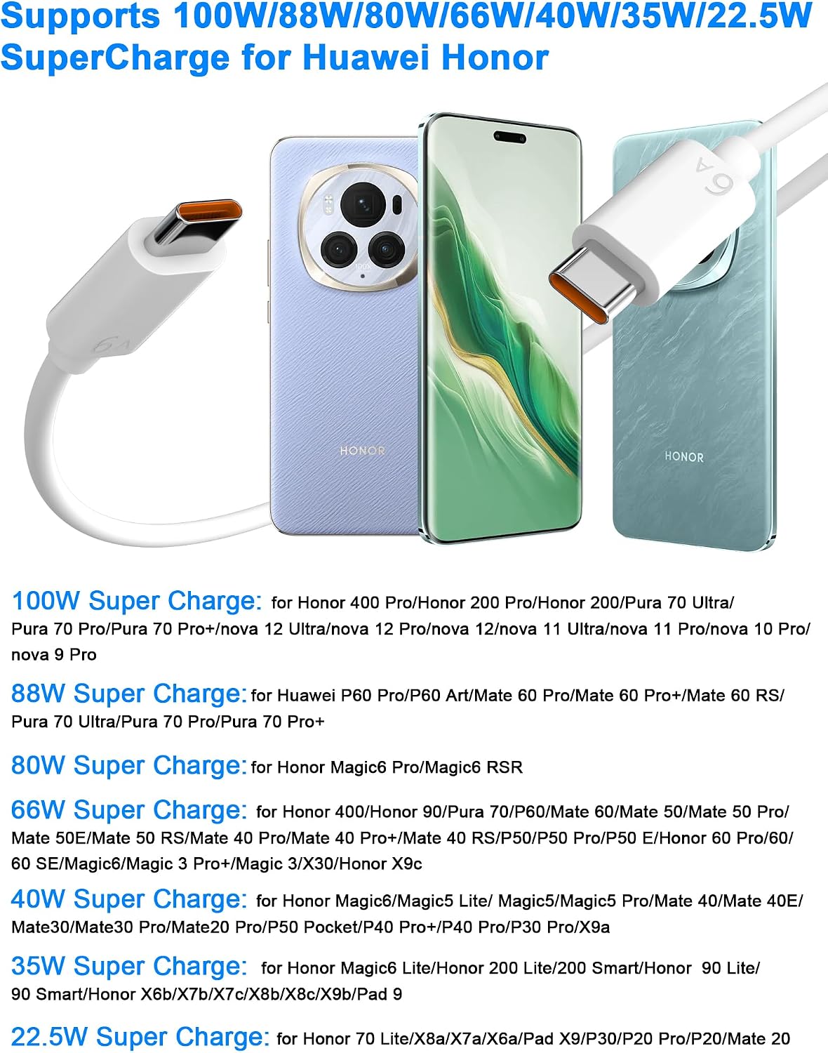 Thumbnail 5 de Honor 400 Lite 6A 2m USB‑C SuperCharge cable