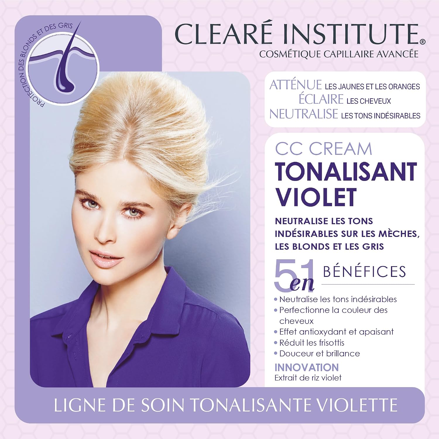 Thumbnail 1 de Clearé Institute CC Crème Matifiante Violette 200 ml 💄