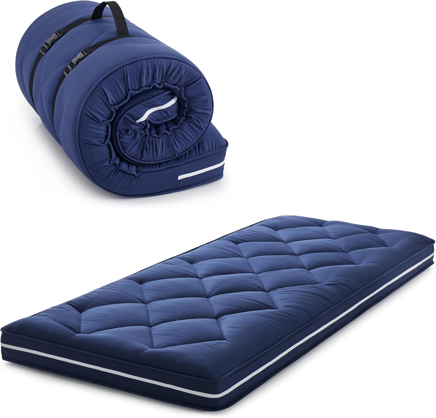 Detalle de Jamdok Single Roll Up Floor Mattress with Memory Foam Topper (190x75x10cm) in Blue