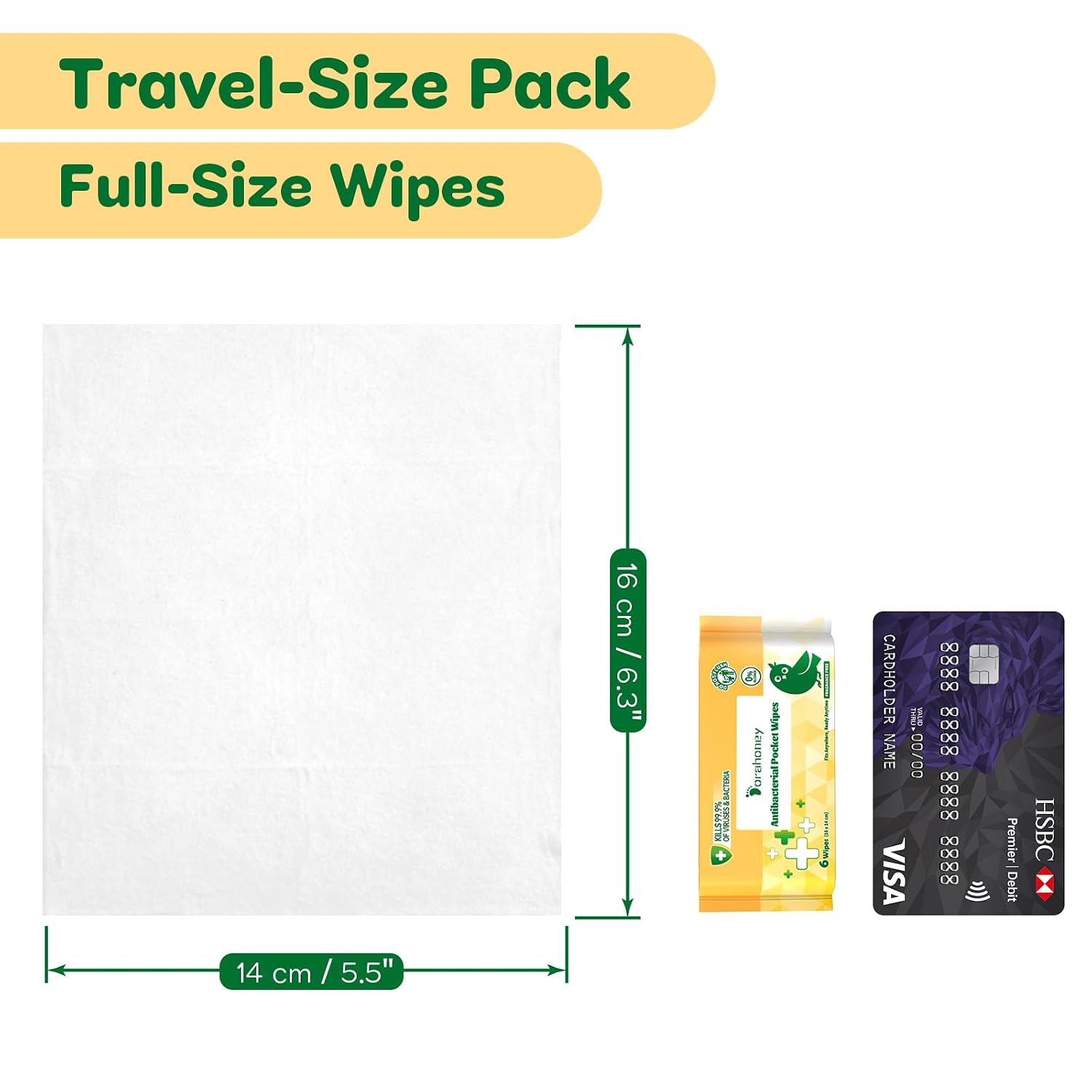 Detalle 2 de Dorahoney Travel Antibacterial Hand Wipes — 99% Water, Hypoallergenic & Alcohol-Free (48 Count, 8 Packs of 6)