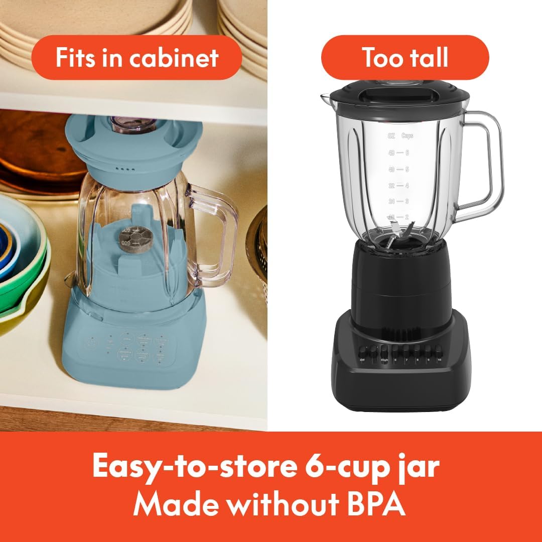 Detalle de bella 10-Speed Flip & Store Countertop Blender, Juicer & Smoothie Maker (450 Watt, 48oz) – Surf