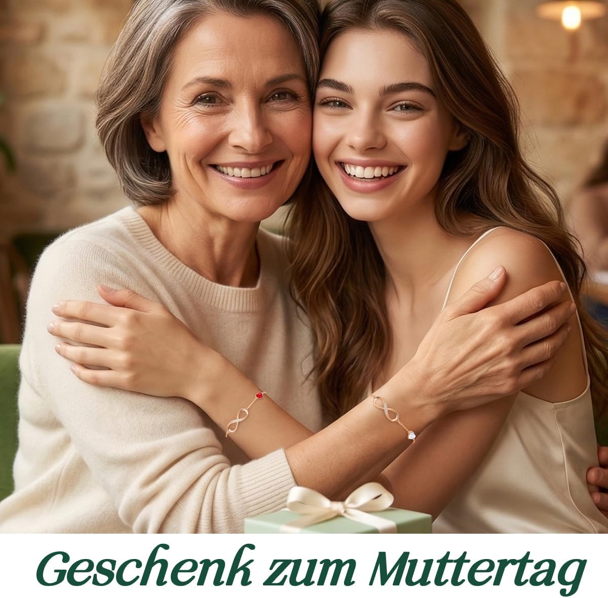 Detalle de Infinity Armband Damen 925 Sterling Silber Rosegold – Unendlichkeit Herz Charm, verstellbar