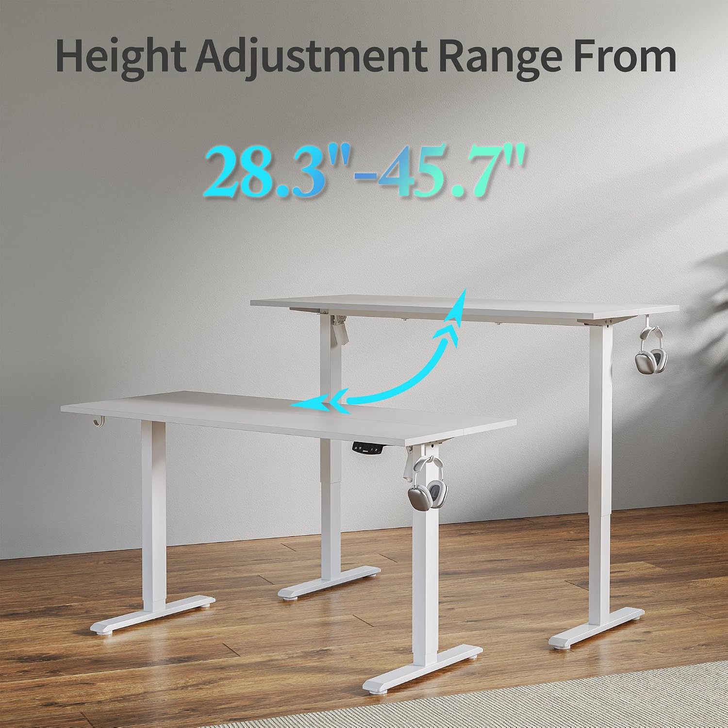 Thumbnail 5 de Agilestic DJ 55 x 24-Inch Electric Standing Desk, White, Memory Presets
