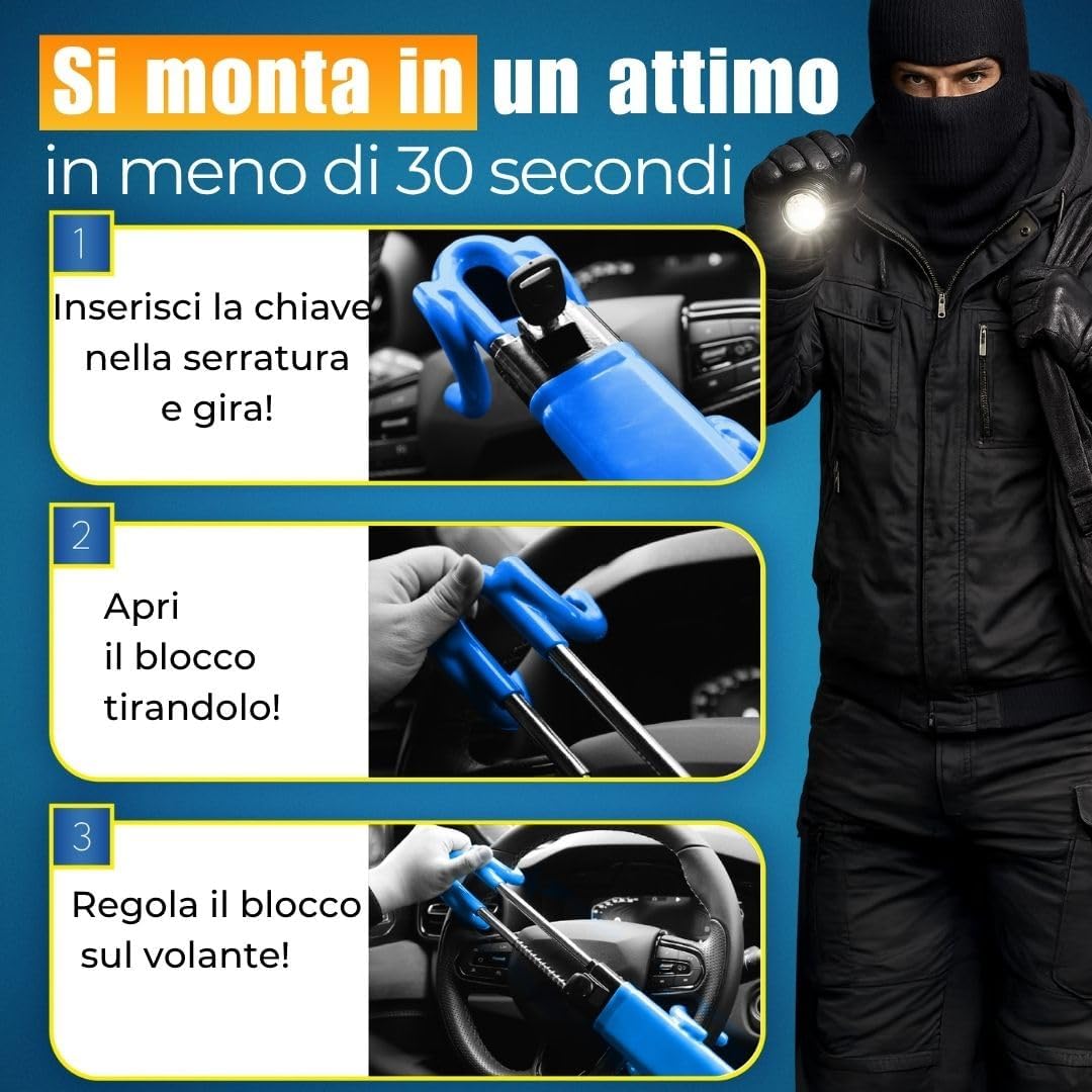 Thumbnail 2 de ATG Bloccasterzo Auto – Antifurto per Auto, SUV, Van, Furgone e Camper in Acciaio Temperato