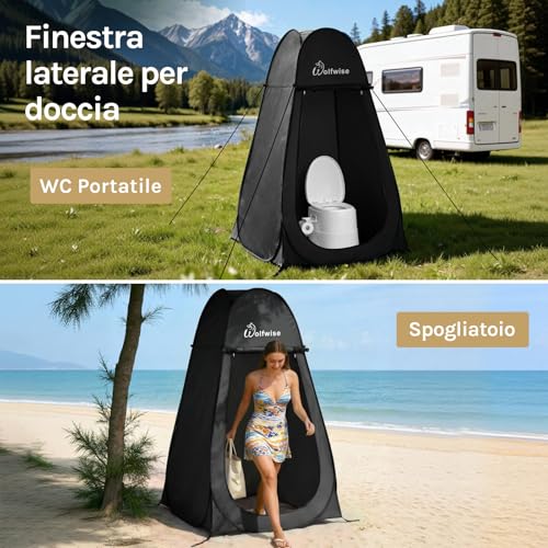 Thumbnail 4 de Wolfwise Tenda ad Apertura Istantanea Pop-Up – Privacy tent per campeggio, spiaggia e docce all’aperto (40" × 75" / 100 cm × 190 cm) – Nero