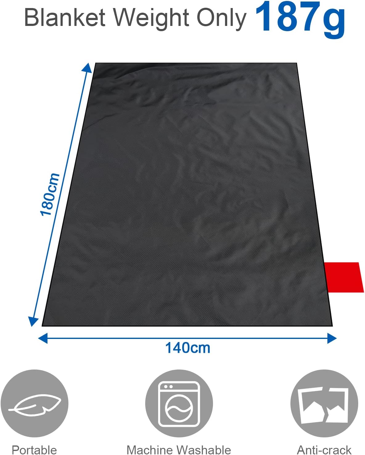 Detalle de Ainiv Picnic Blanket, Mini Pocket Beach Mat 140 x 180 cm – Lightweight, Waterproof & Sand-Free