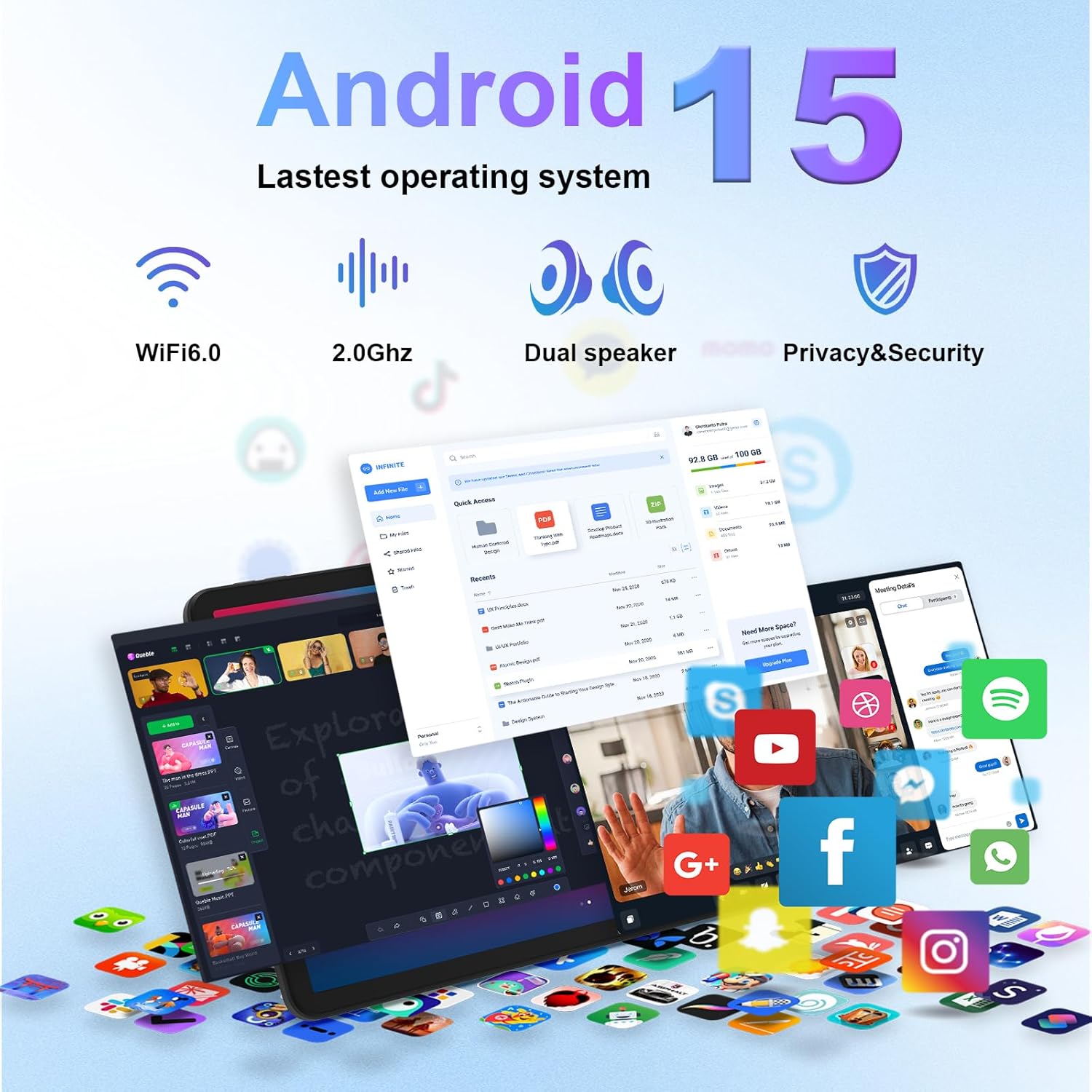 Thumbnail 2 de MUISOO 11.5-inch Android 15 Tablet (Octa-Core, 30GB RAM/128GB ROM, 5G WiFi 6) with Keyboard, Mouse & Case