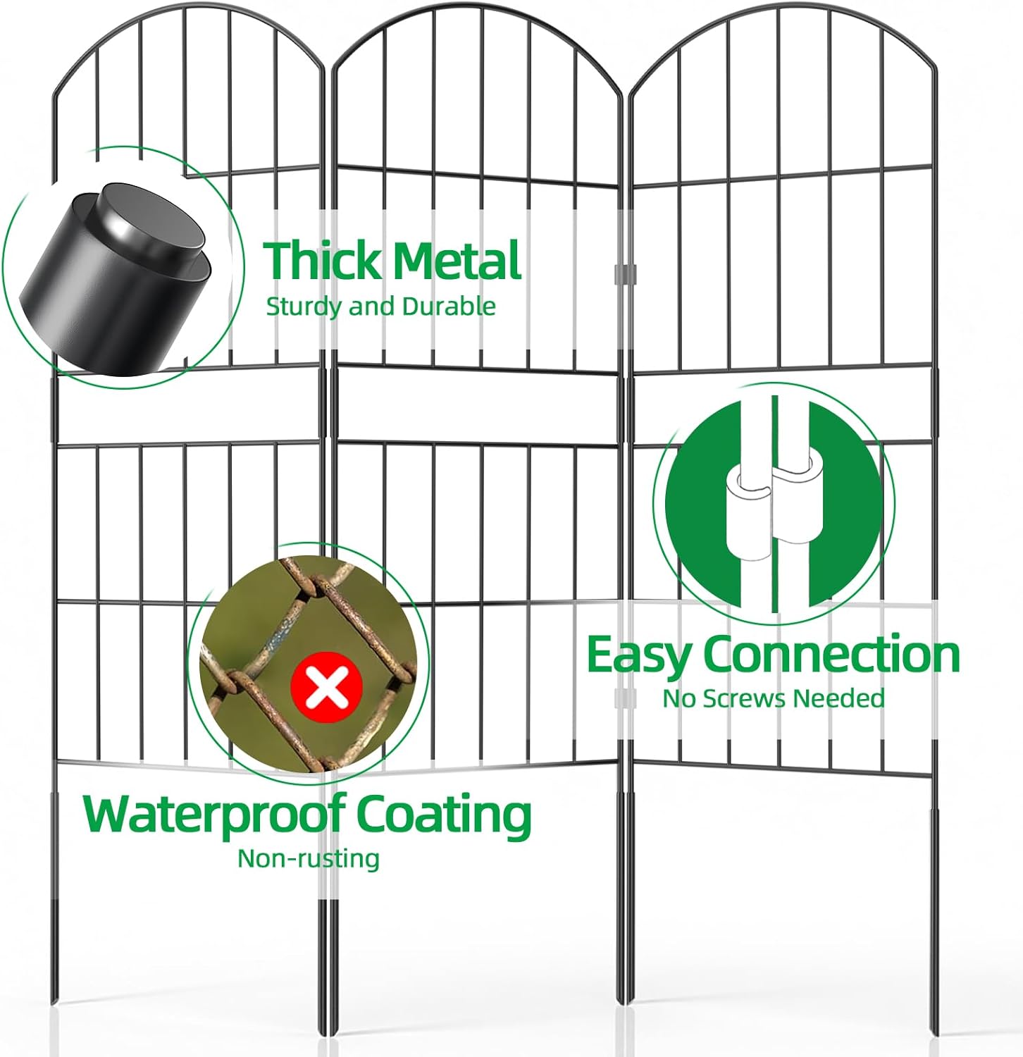 Thumbnail 2 de WELDUN Garden Fences Total 310cm Fence Panels – Rustproof No Dig Animal Barrier, 85cm High, 10 Panels with 20 S-Clips