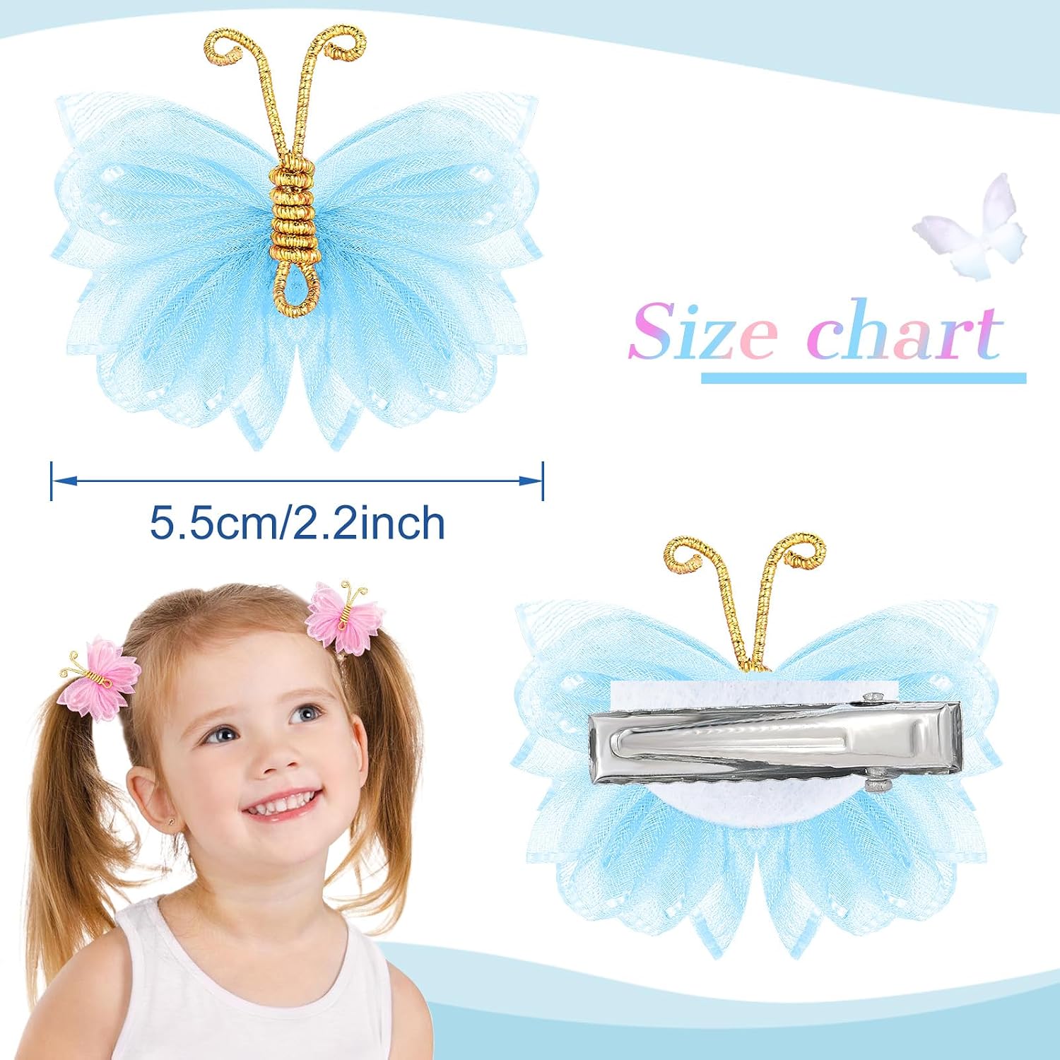 Detalle de Paderison Mini Butterfly Hair Clips, Purple Rhinestone Accents, 0.78-Inch