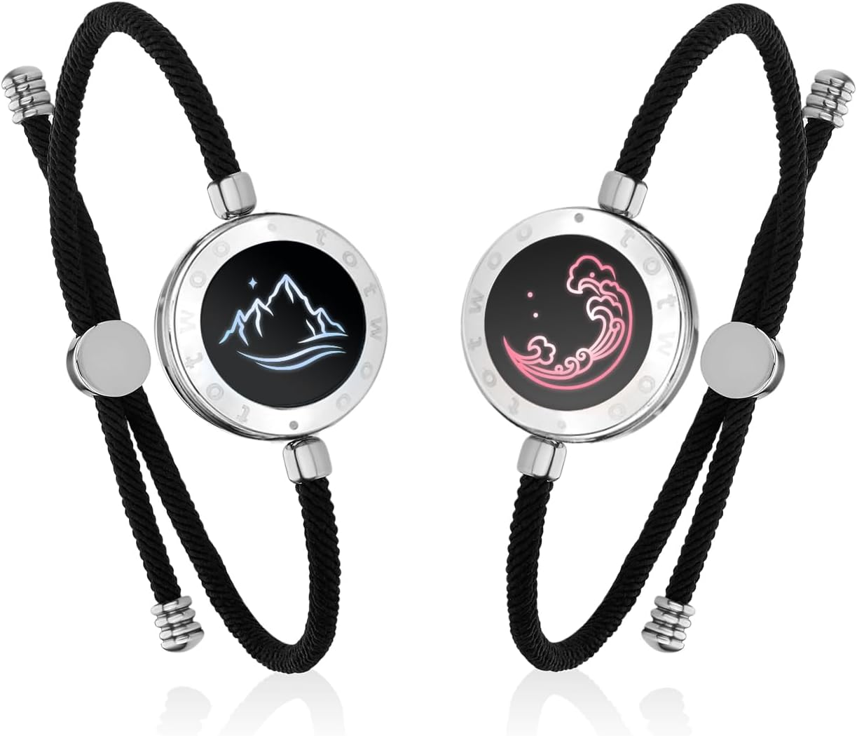 Detalle de Bracelet connecté TOTWOO pour couples à distance – bracelet vibrant, nœud tressé ajustable en acier inoxydable