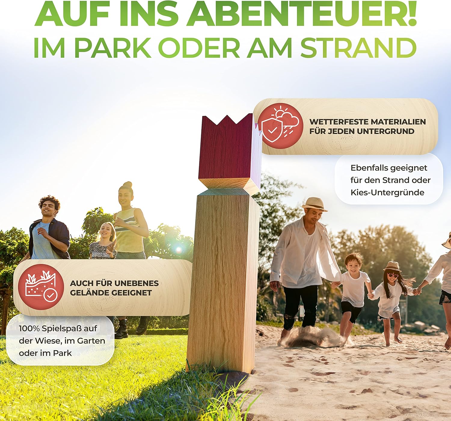 Thumbnail 3 de Liebholz® Original Kubb Wikinger Wurfspiel (FSC Gummibaumholz) – Set mit Tragebeutel & Spielanleitung, Größe L