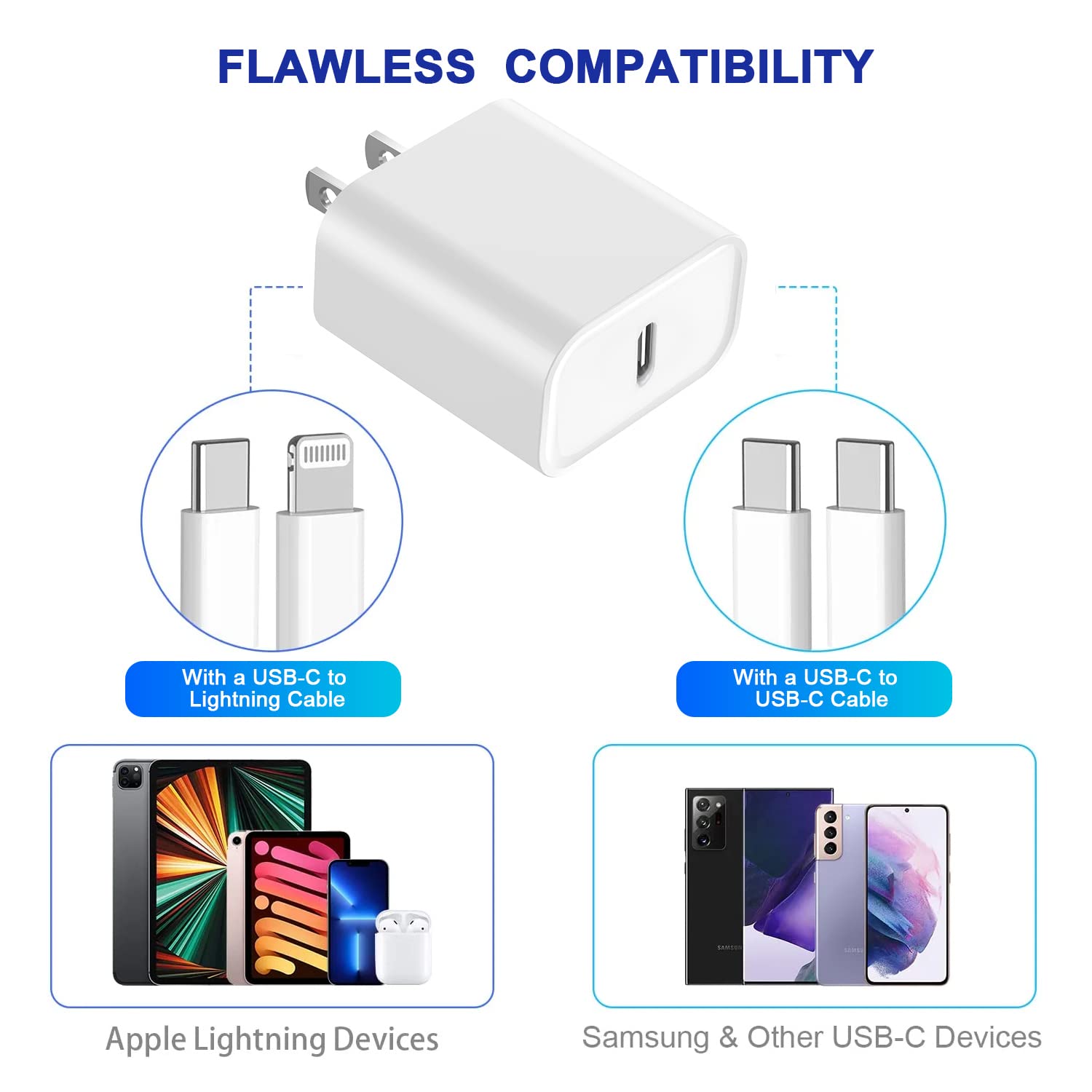 Thumbnail 3 de 3Pack 20W USB-C Charge Block (PD 3.0) for iPhone & iPad — Fast Wall Charger, Quick Fast Charging Plug
