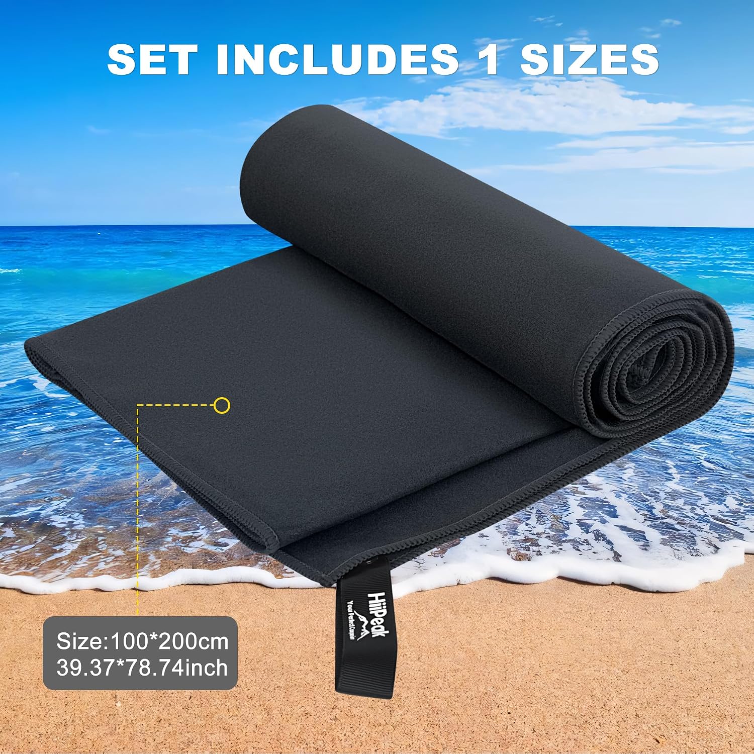 Detalle de HiiPeak microfibre towel 200 x 100 cm