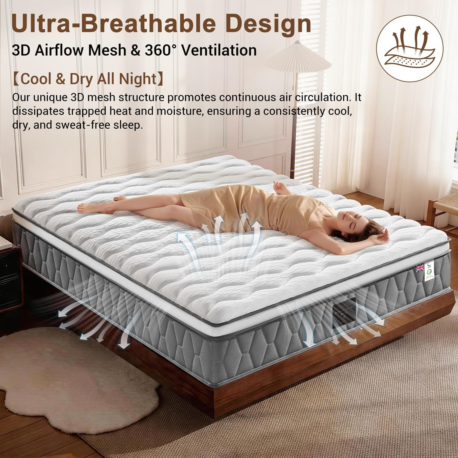 Detalle de NineLan Orthopaedic Double Mattress 4FT6 – 135x190x27cm