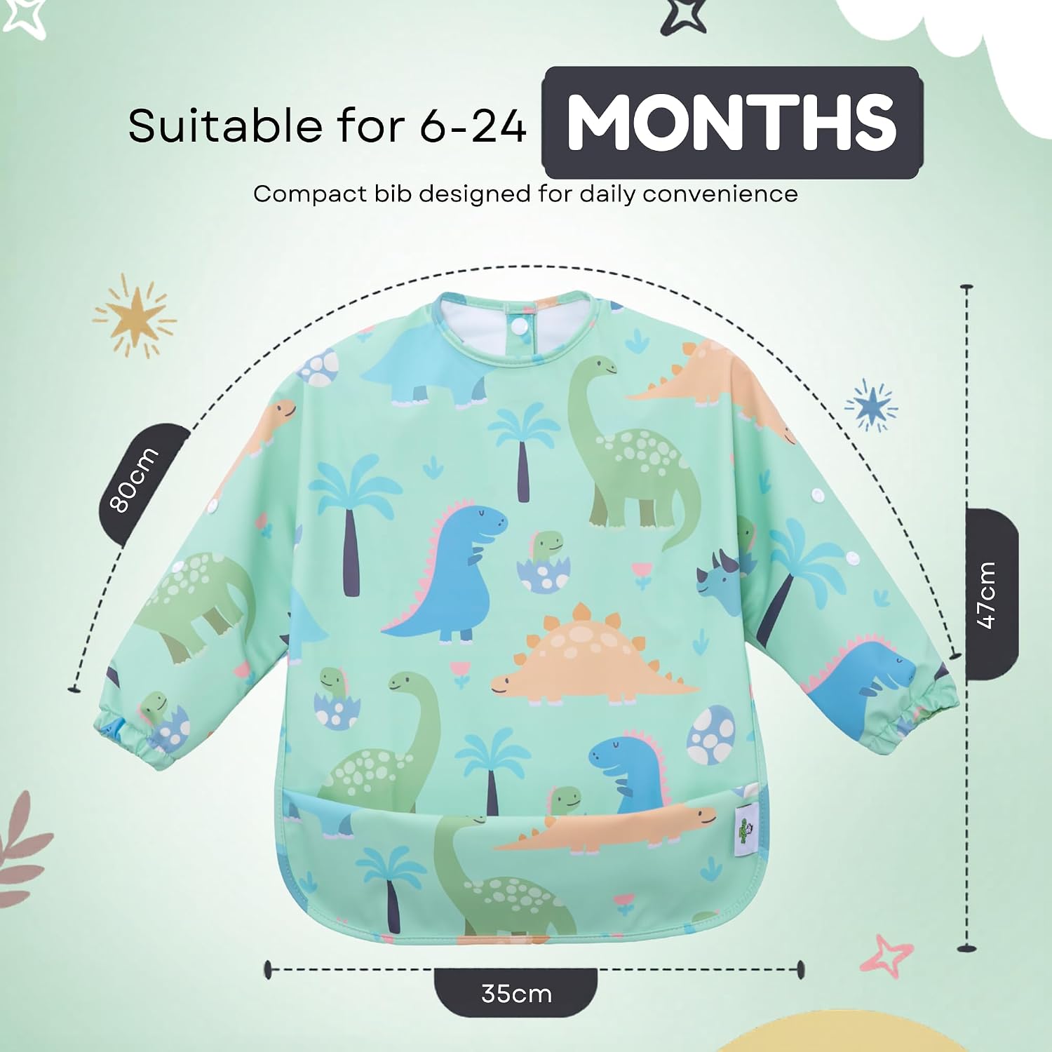Thumbnail 3 de Cheeky Monkey Waterproof Long Sleeve Bibs with Sleeves (6–24 Months) for Weaning