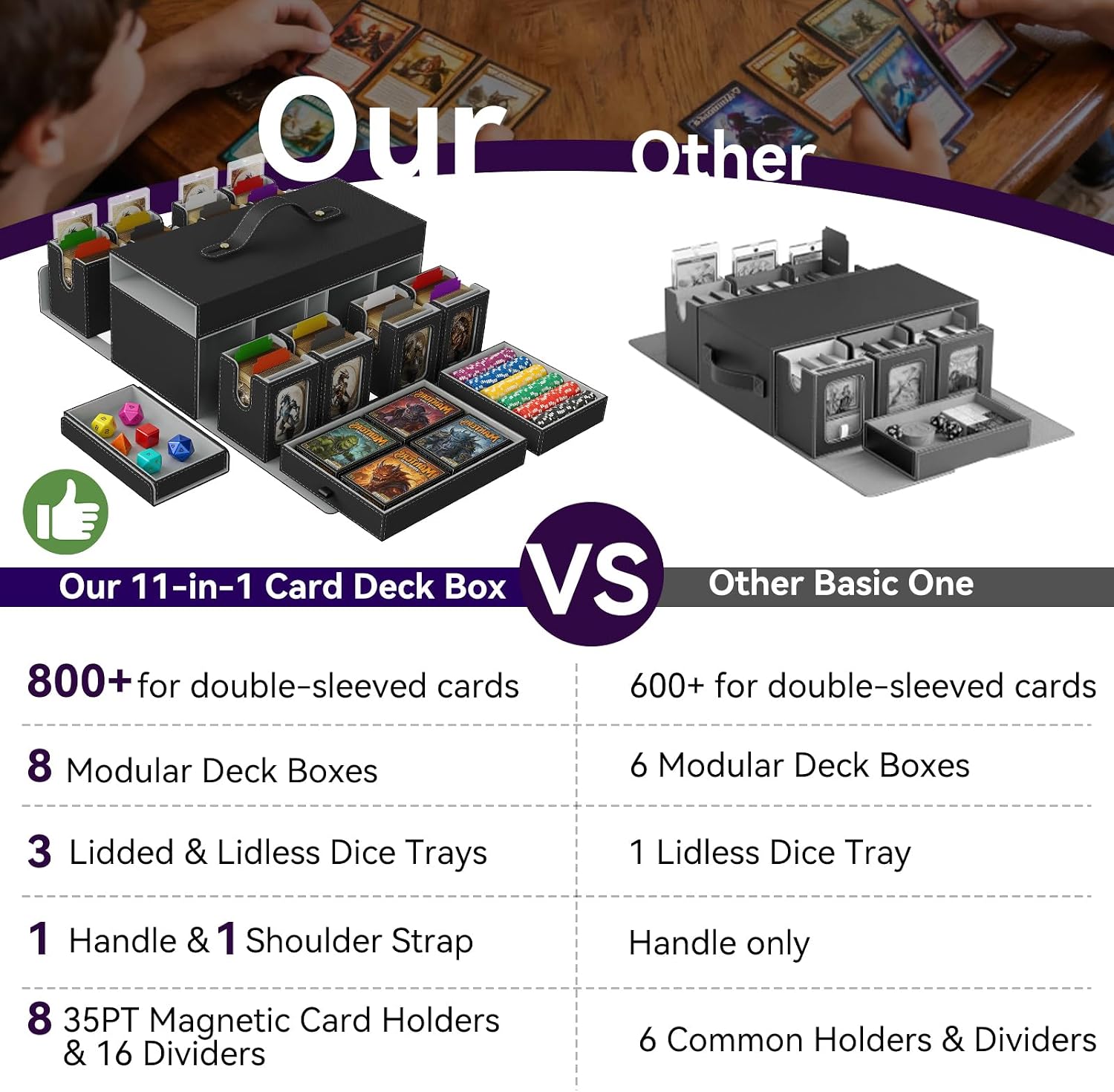 Thumbnail 6 de Cortile MTG Commander Deck Box 8-Deck Modular Card Case with 3 Dice Trays