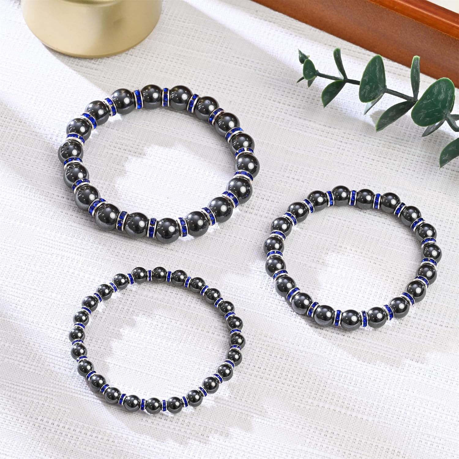 Detalle de Apocalyptic-K Magnetic Hematite Bracelet, 6/8/10mm with Rhinestones