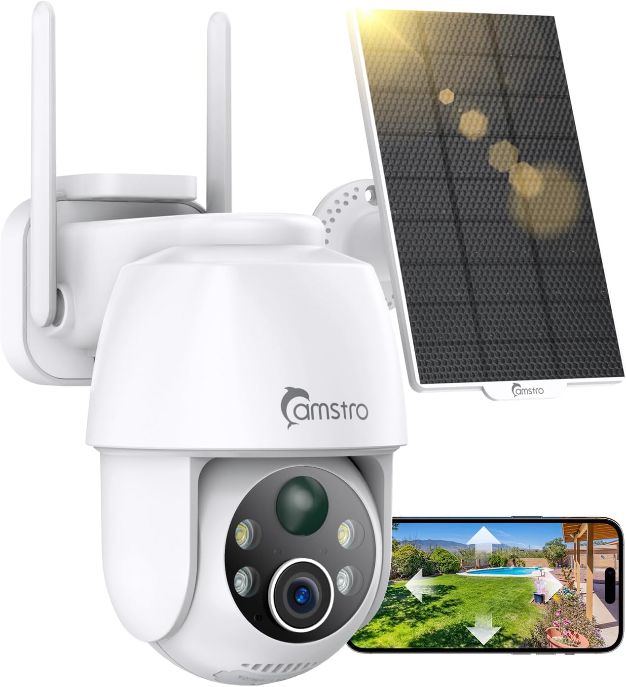 Thumbnail 6 de CAMSTRO Lot de 2 Caméras Surveillance WiFi Extérieures Solaires sans Fil — 360° PTZ, Détection PIR et Vision Nocturne