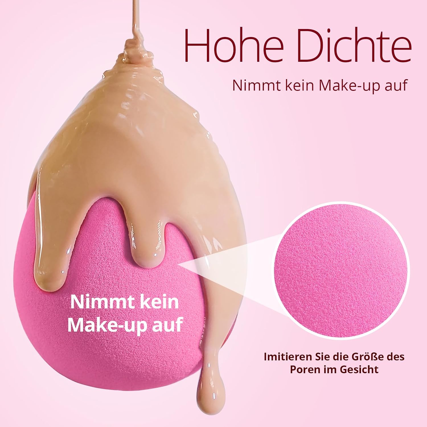 Thumbnail 5 de BEAKEY 6-teiliges Make-up Schwamm-Set für Foundation, BB-Creme & Puder – rosa Beauty Sponge