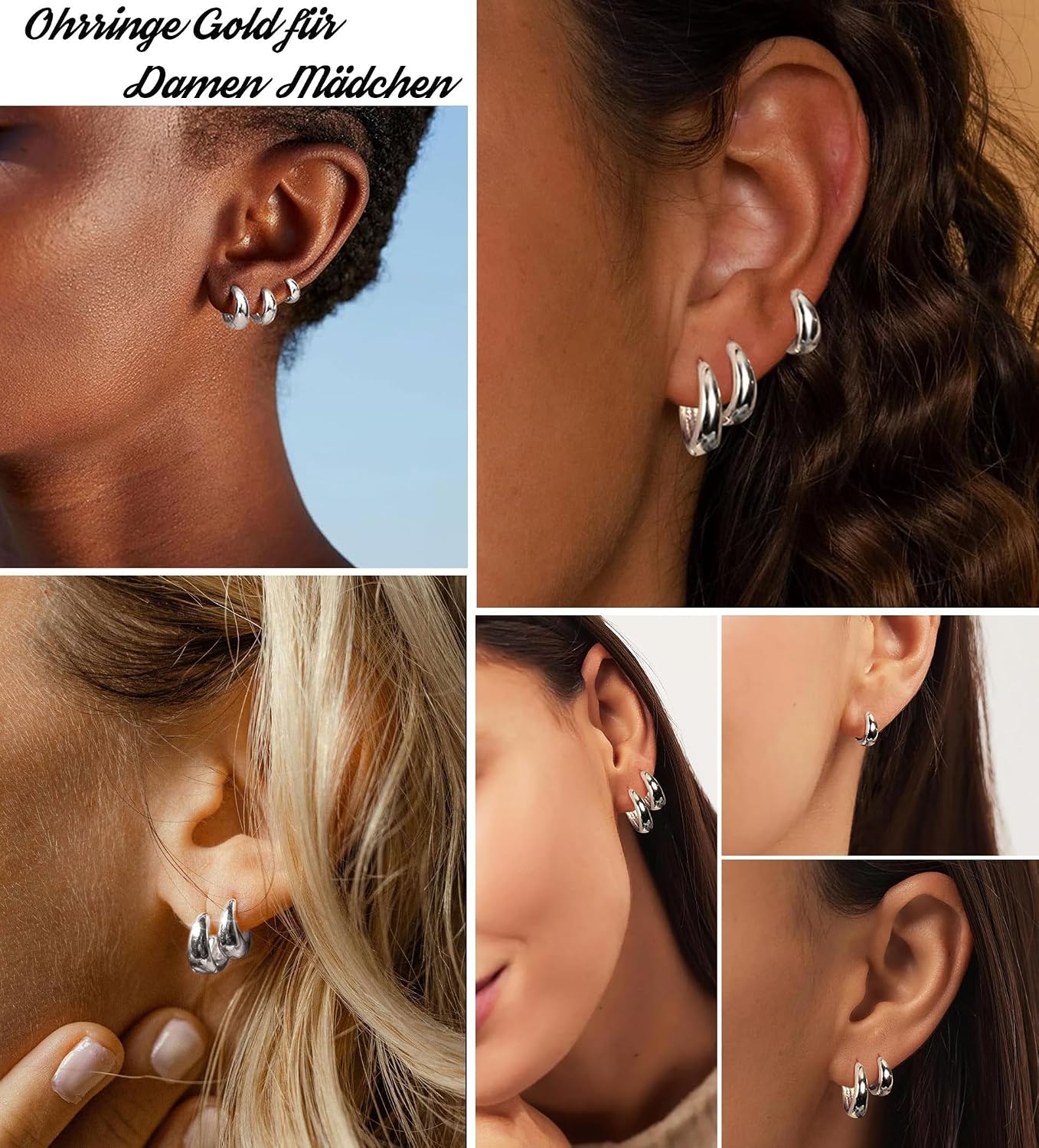 Detalle 2 de FUNEIA Creolen Set 3 Paar Silber 925