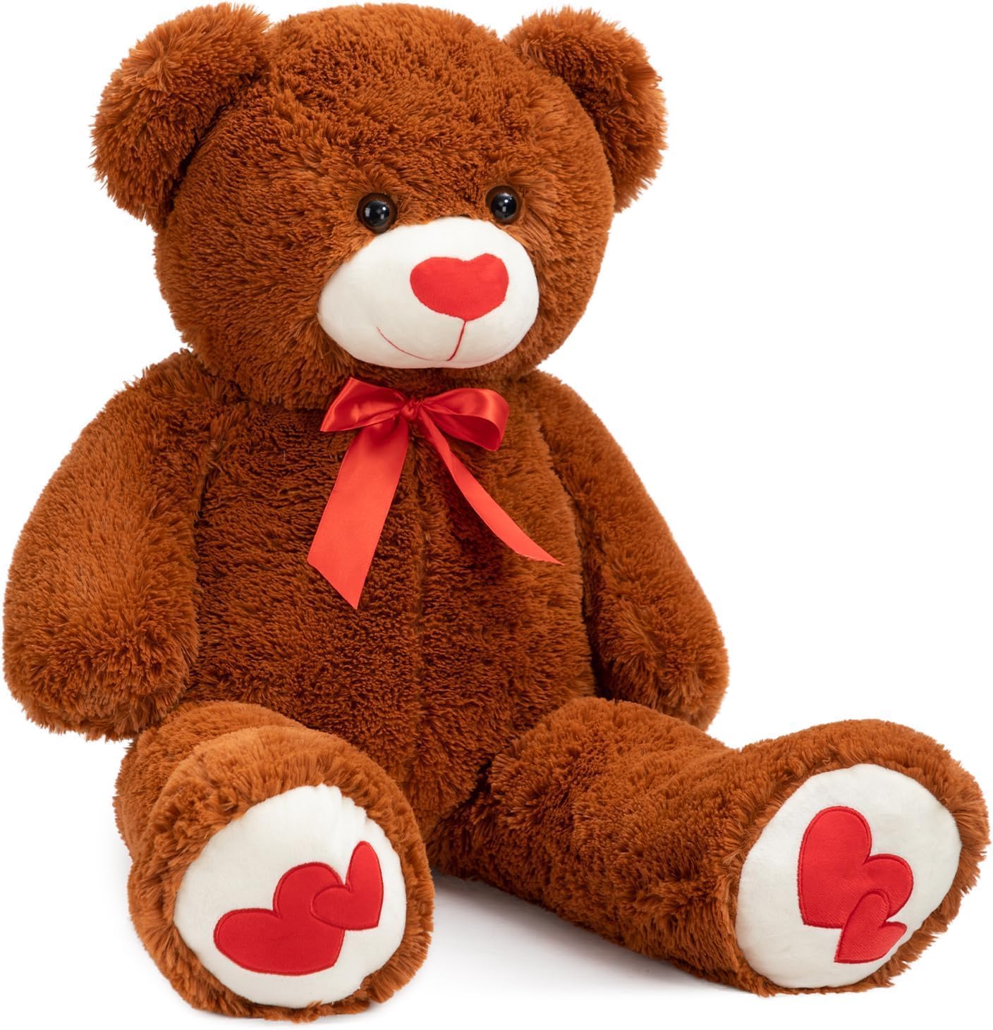 Thumbnail 6 de BEJOY Ours en peluche géant 91 cm – Ours marron doux avec cœurs rouges et nœud satiné