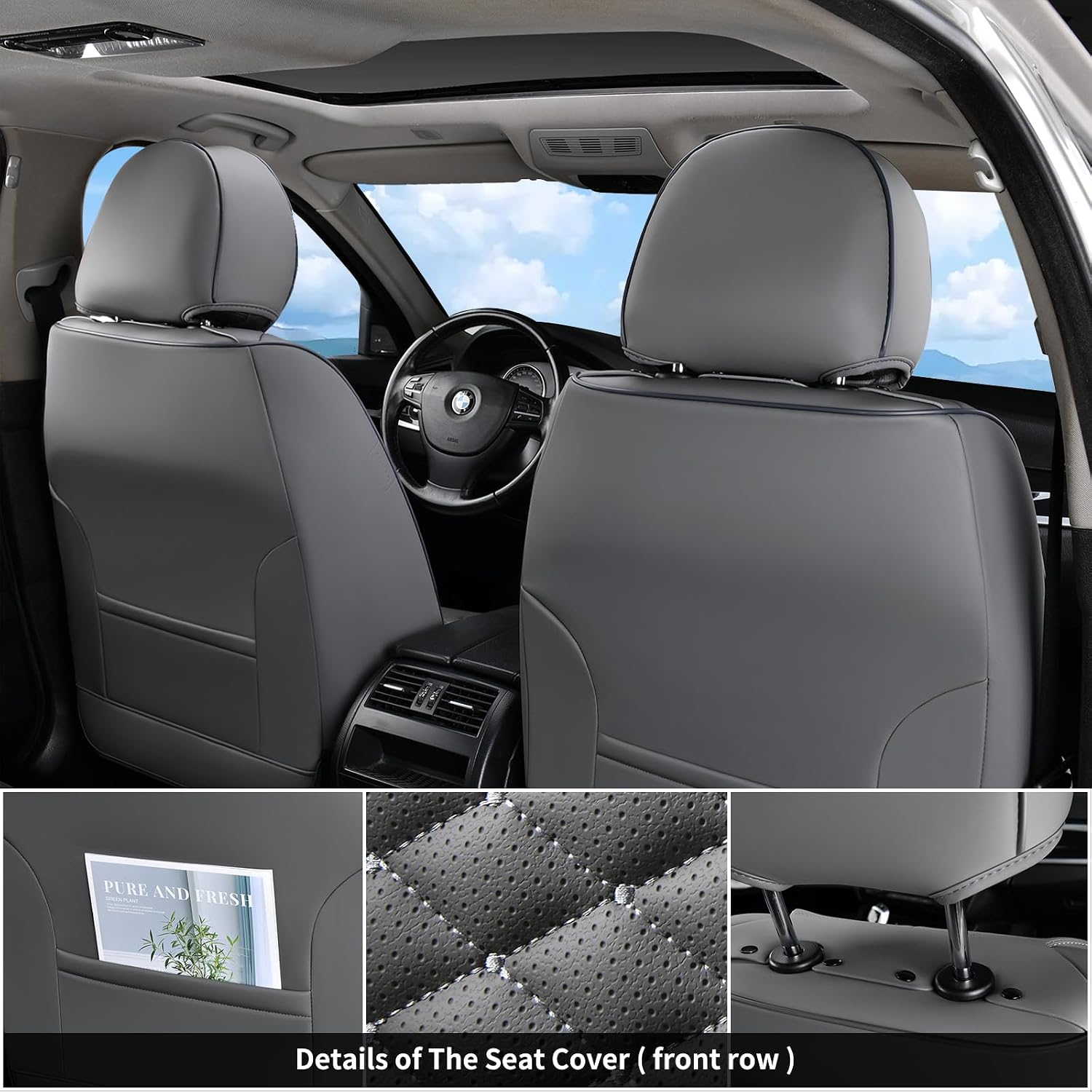Thumbnail 3 de Coverado Car Seat Covers Full Set: Nappa Leather look, Universal 5-Seater Waterproof Protection