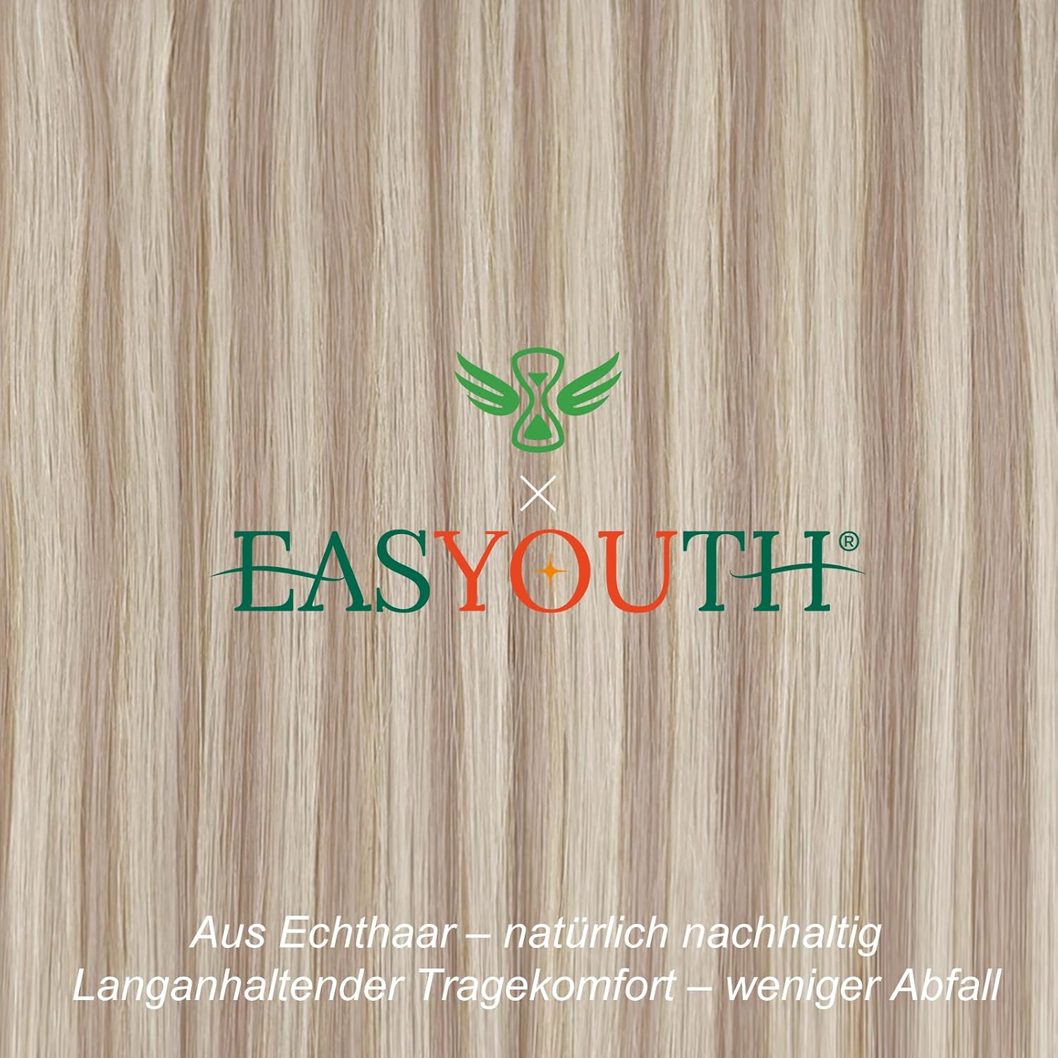 Thumbnail 6 de Easyouth Tape Extensions Echthaar Blond – Haarverlängerung Aschblond Highlight #P18/613, 20 Stk, 45 cm