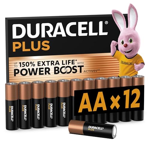 Detalle de Duracell Plus AA (Confezione da 12): Batterie alcaline da 1,5 V con POWER BOOST per uso quotidiano MN1500