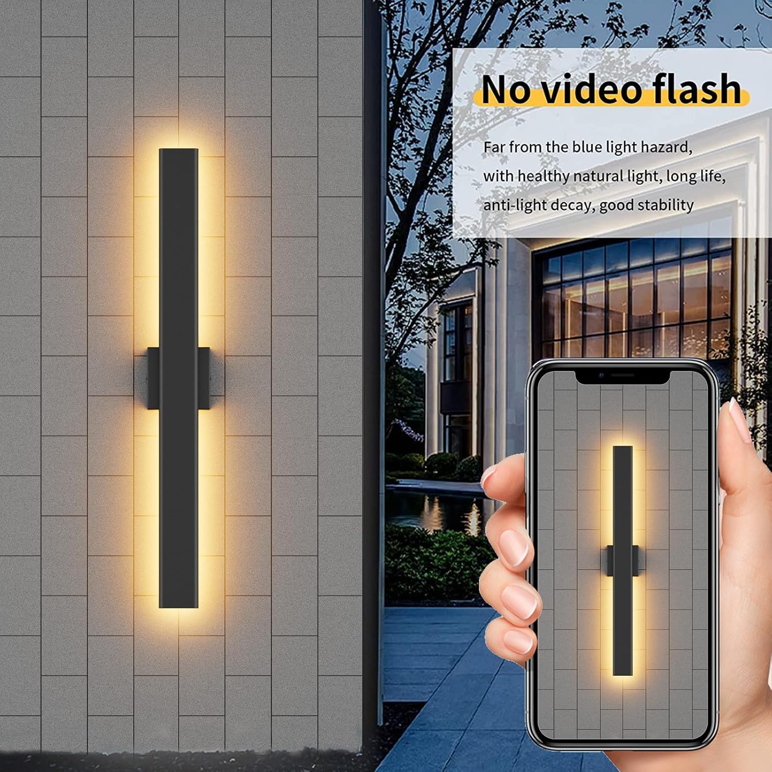 Thumbnail 5 de Aipsun HW505 Outdoor LED Wall Sconces, 31.5in Black, 3CCT, 2-Pack