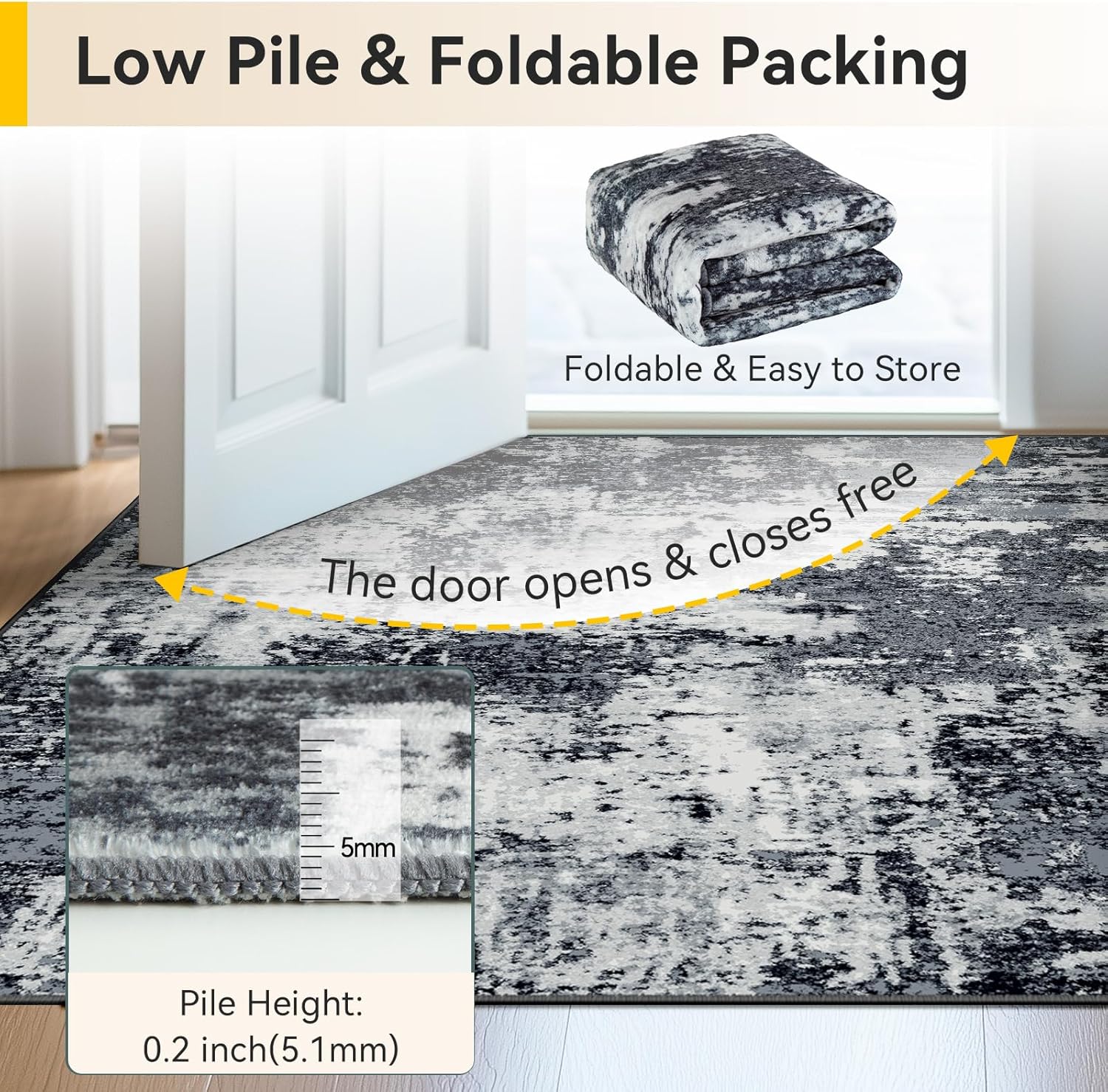 Thumbnail 4 de RELEANY Washable Area Rug 5'x7': Non-Slip Modern Abstract Comfort for Busy Homes