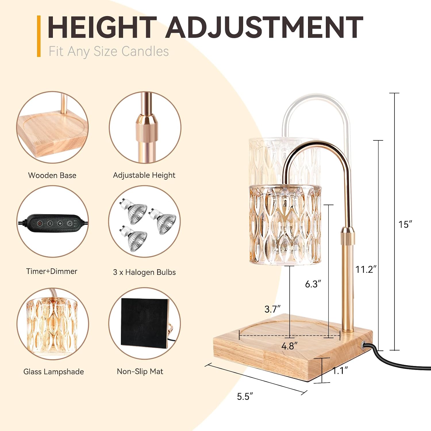 Detalle 2 de Candle Warmer Lamp with 3 Bulbs 50W