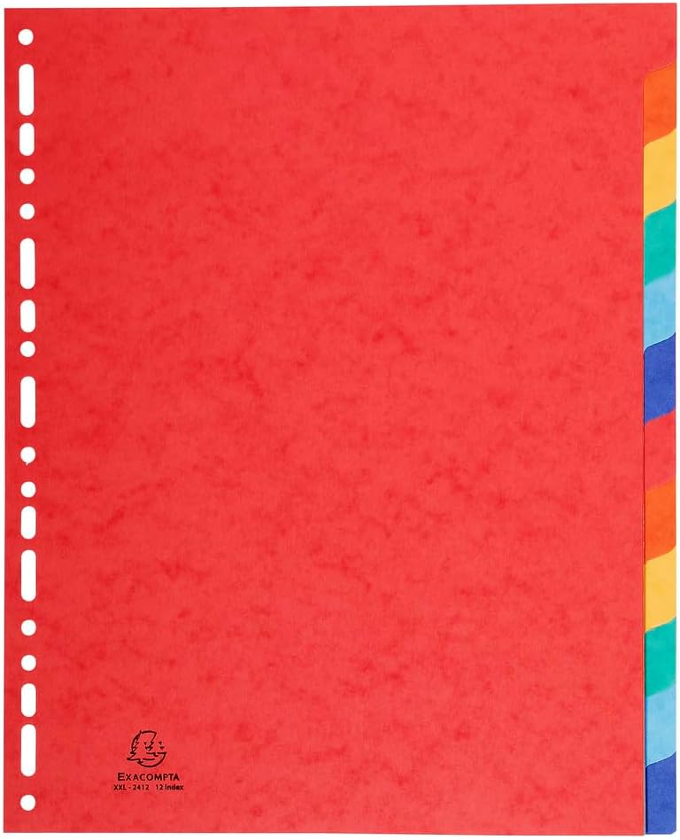 Thumbnail 2 de Exacompta 7034E – Cartons de 5 intercalaires en véritable carte lustrée souple 225 g/m², 12 onglets colorés, format 320x240 mm