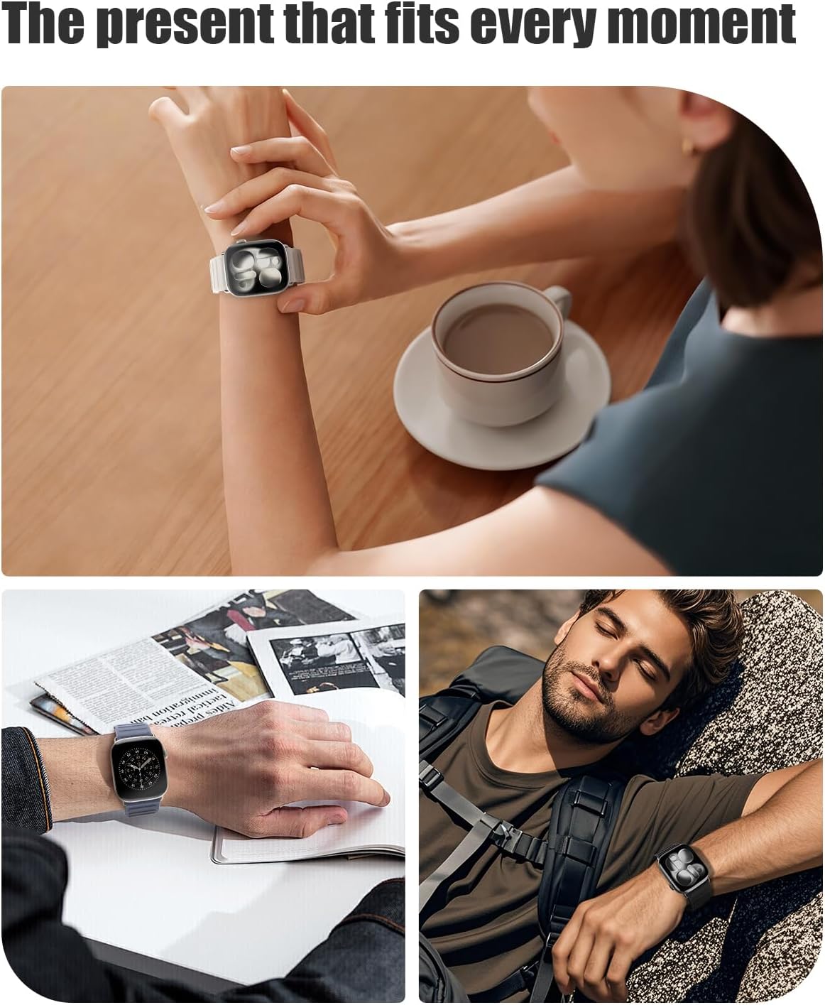 Thumbnail 5 de DigiHero Magnetic Nylon Loop Strap for Apple Watch (44/46/40/42/49/45/41/38mm) – Light Brown
