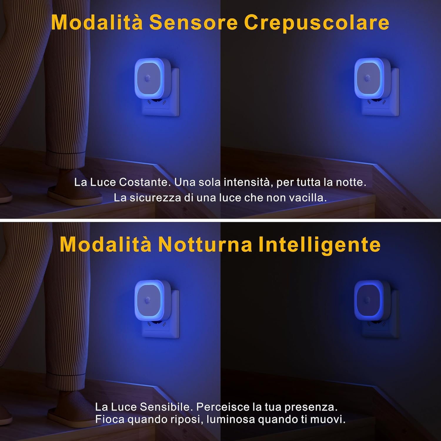 Thumbnail 2 de YUNLEX Luce Notturna da Presa con Sensore di Movimento (2 pezzi) – luci notturne dimmerabili blu