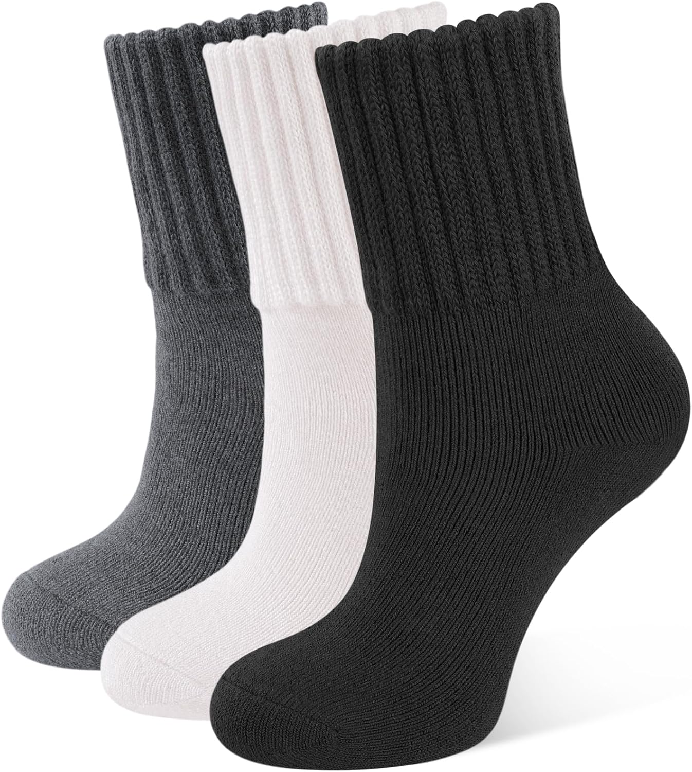 Detalle de CLOSEMATE Women's Winter Boot Socks, 3 Pairs, Cushioned Crew Length
