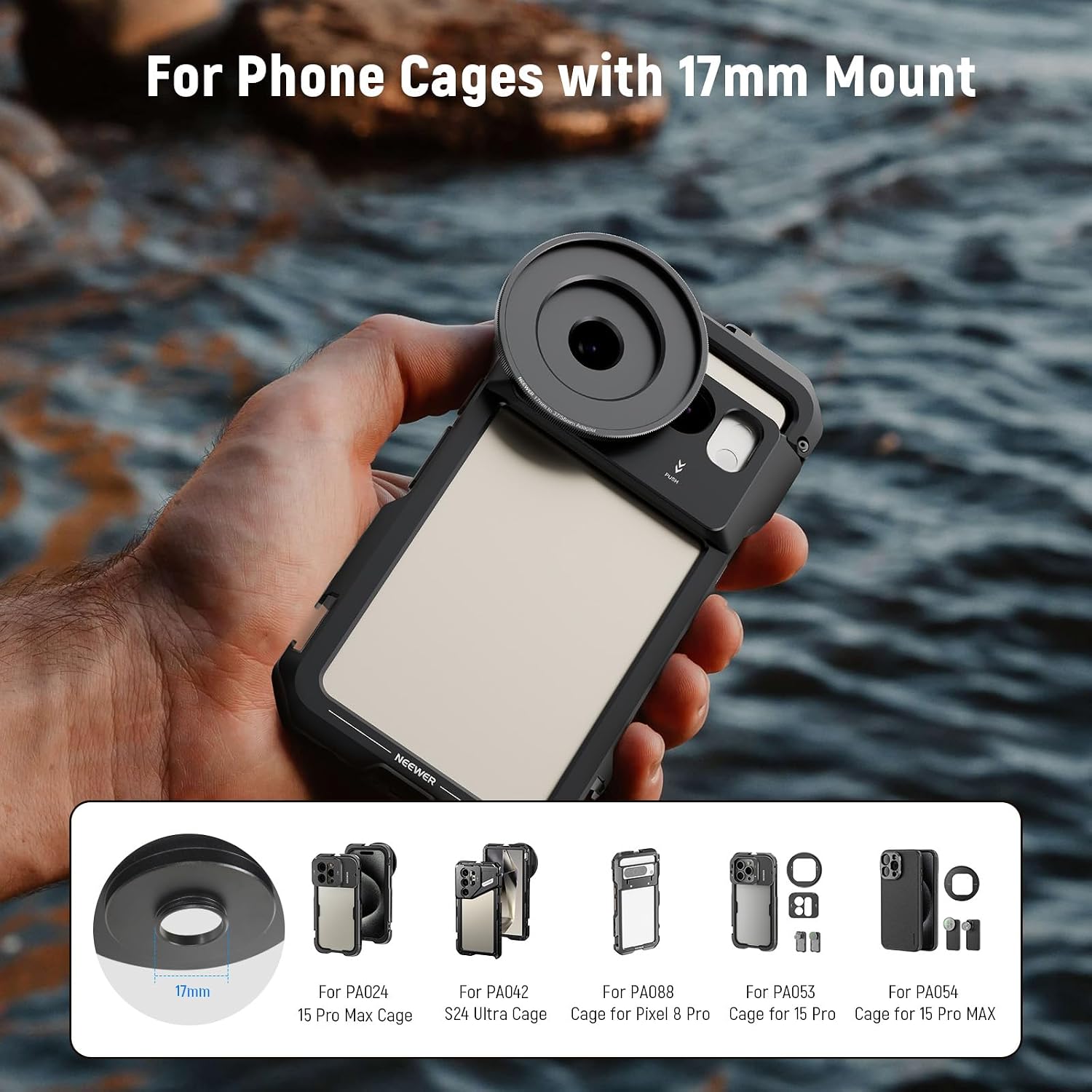 Detalle 2 de NEEWER 17mm–58mm filter adapter ring for phone rig