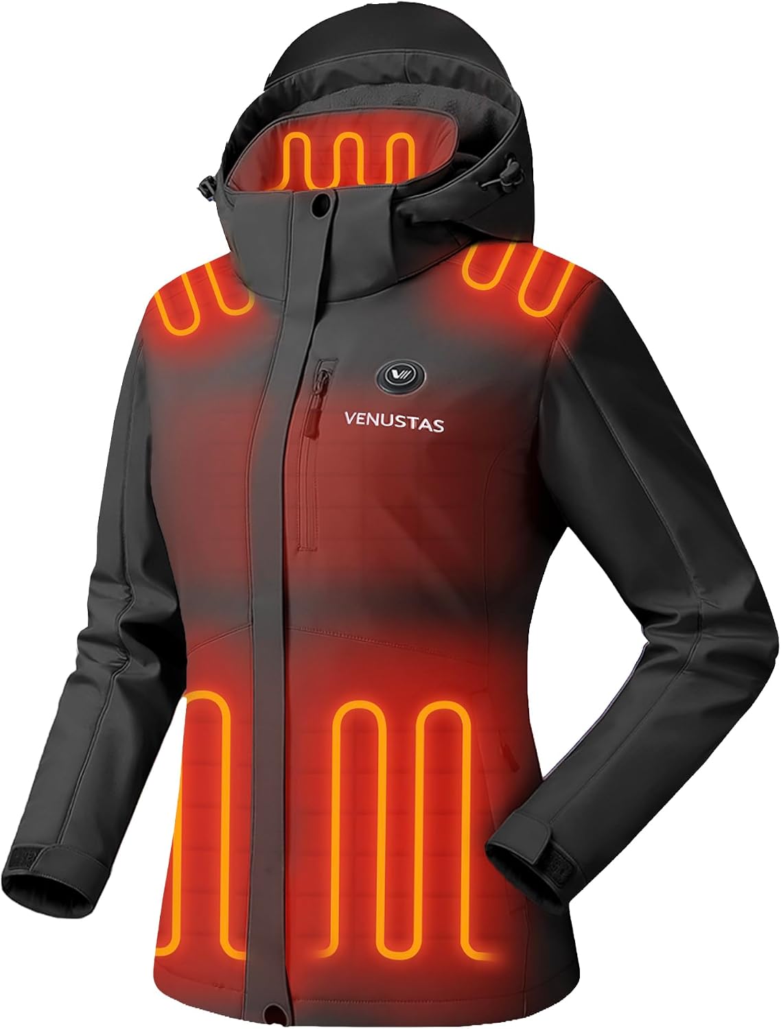 Detalle de Venustas Venustas-6000 Women's Heated Waterproof Jacket, 20K Shell, Detachable Hood