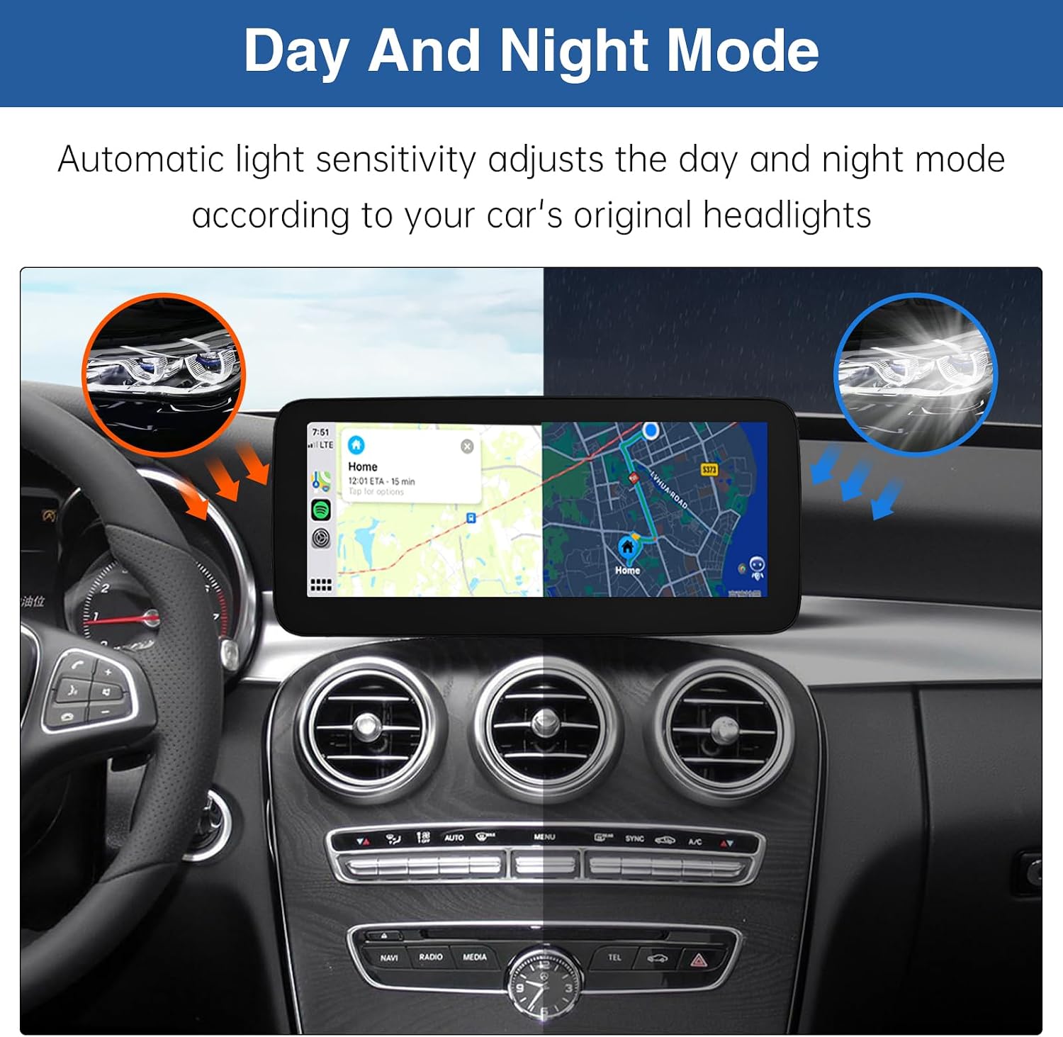 Thumbnail 6 de Road Top Autoradio da 12,3” con CarPlay wireless e Android Auto wireless per Mercedes NTG5.0 (W205/W447, 2016-2018)
