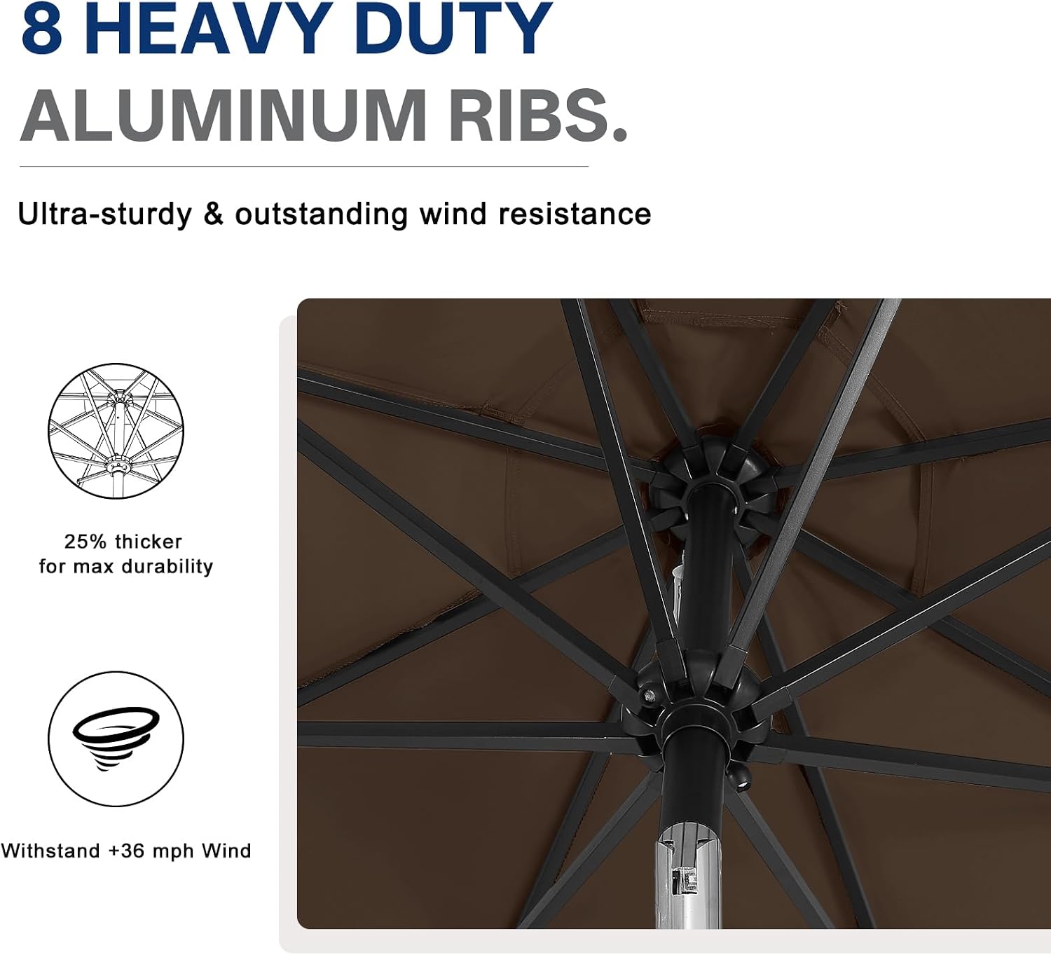 Thumbnail 6 de ABCCANOPY Solar Patio Umbrella, 10-Foot