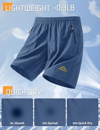 Thumbnail 2 de TACVASEN Running Shorts for Men – Breathable, Quick-Dry Gym Shorts with 3 Zip Pockets (Blue Grey, 36)