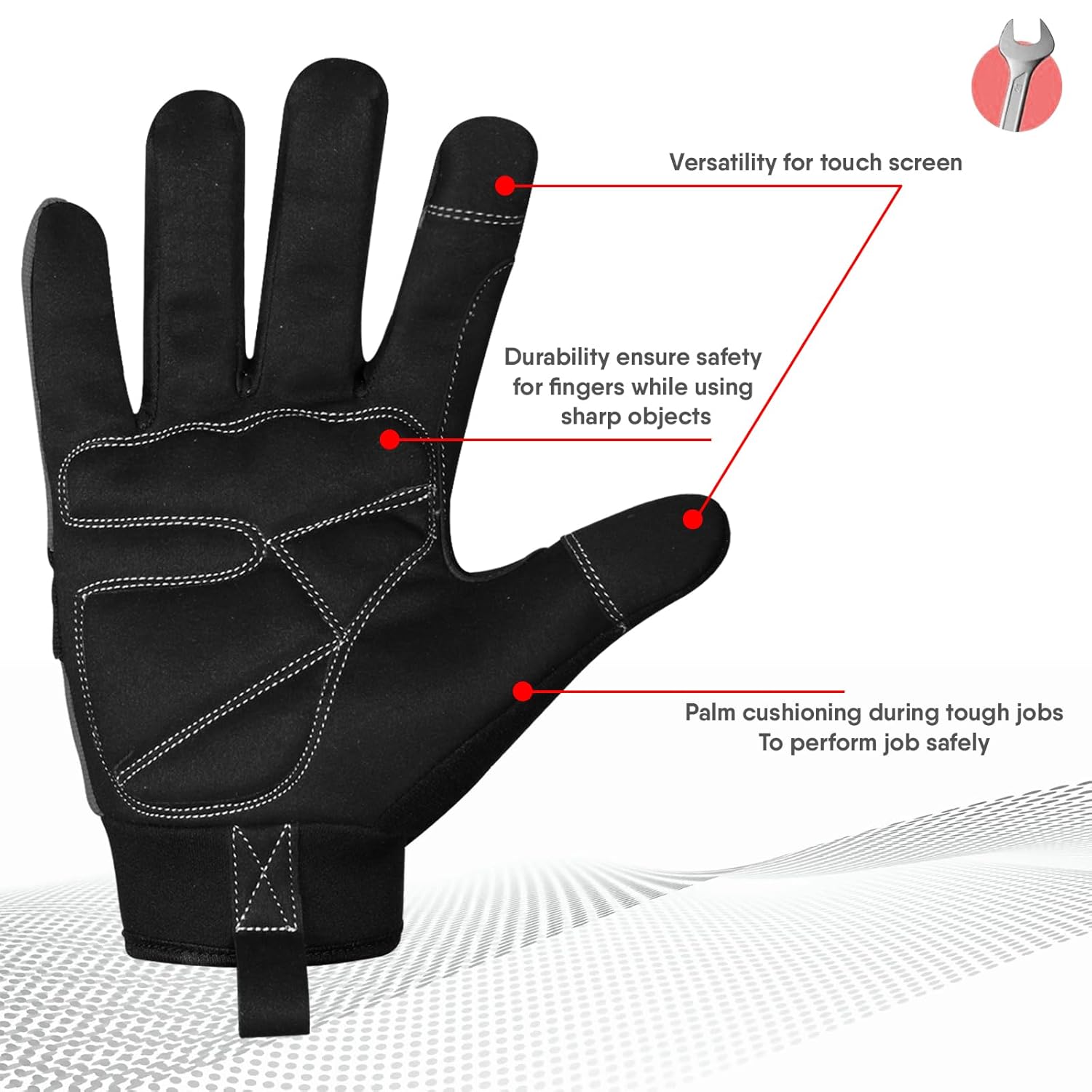 Thumbnail 1 de Gants de travail sécurité Homme Femme Taille L Noir Gris