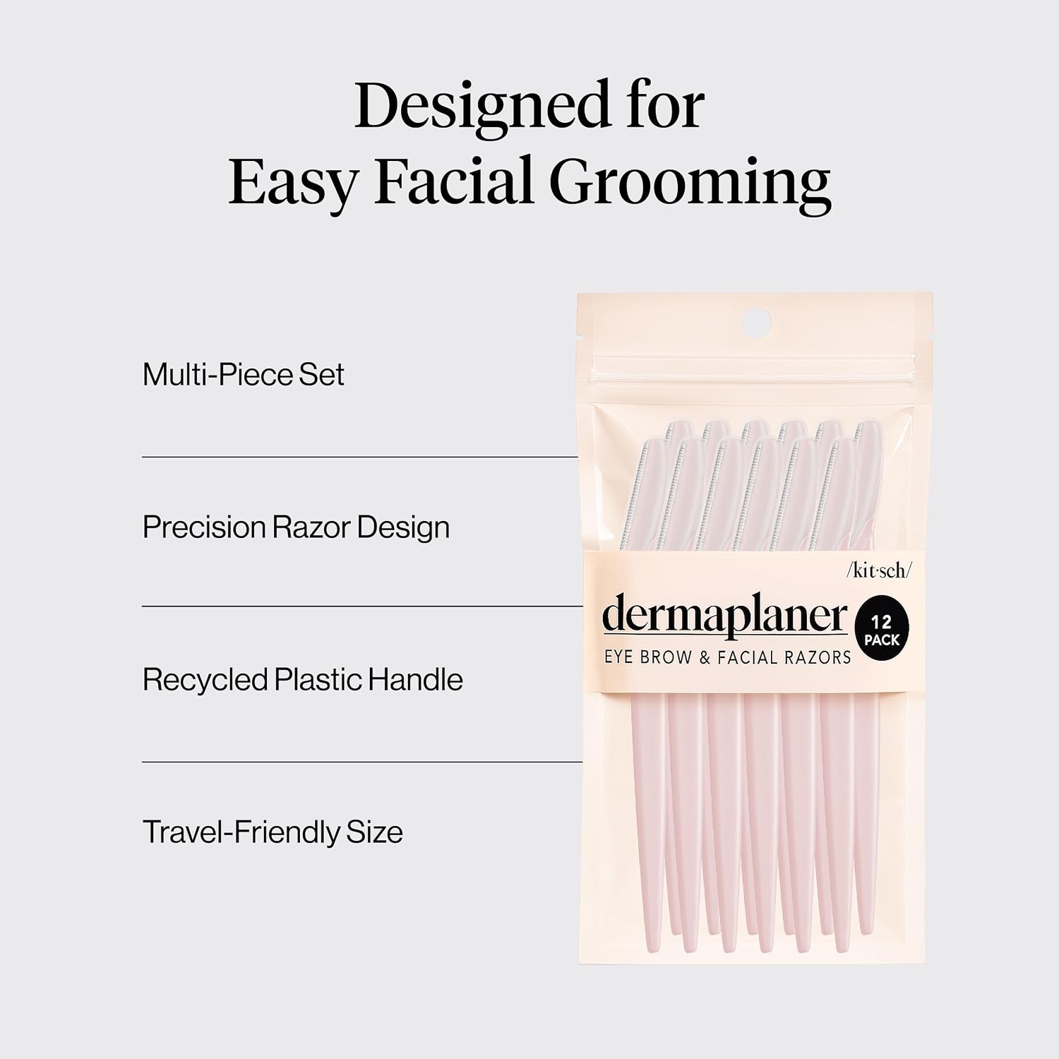 Detalle de Kitsch Dermaplane Razor 12-pack facial shaver 🪒