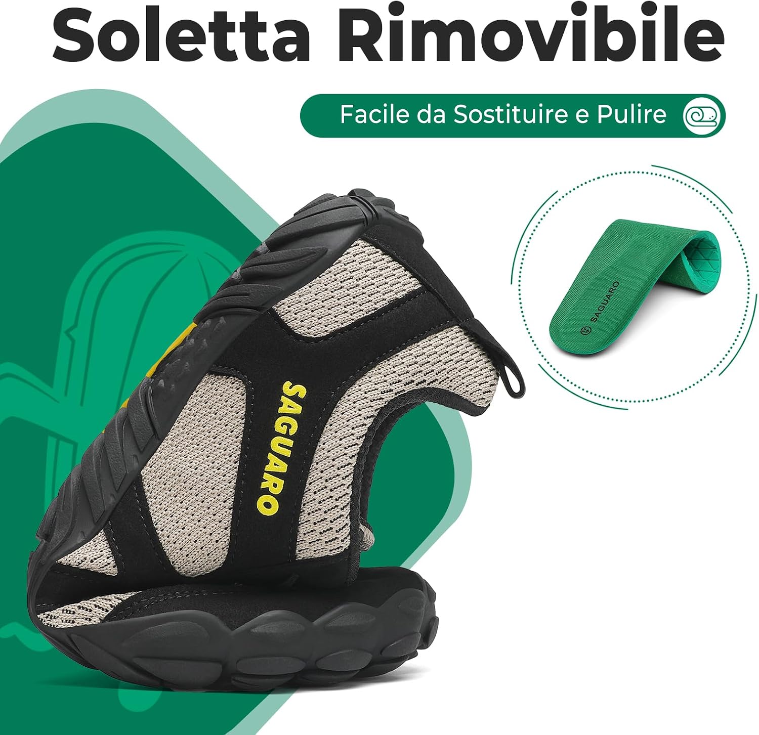 Detalle 2 de SAGUARO Barefoot Shoes mini minimaliste uomo/donna con punta larga (gr. 36-48)