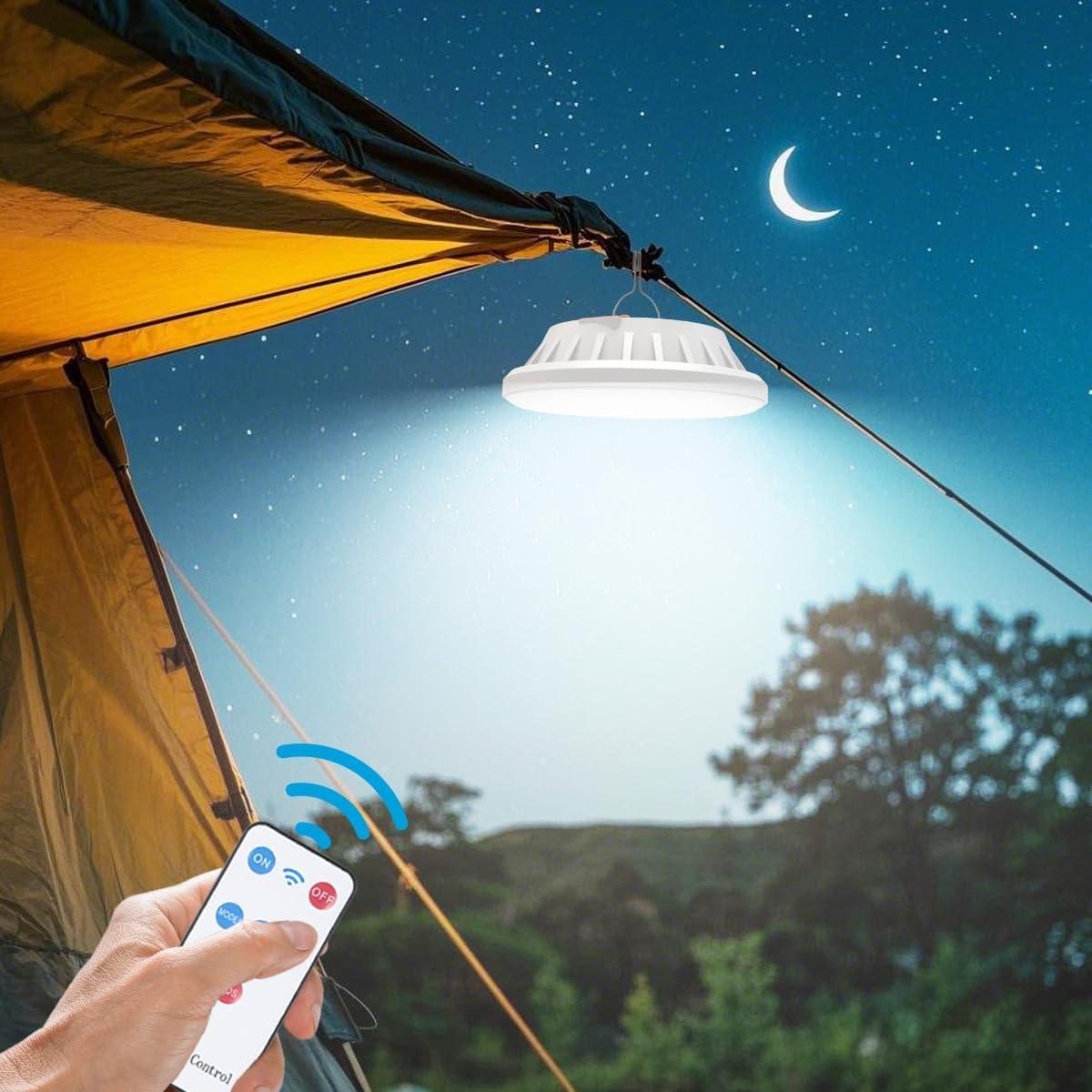 Thumbnail 4 de 2 Pack Solar & USB Camping Lights with Remote Control (IPX7) – 120 LED outdoor tent lamp with emergency charging