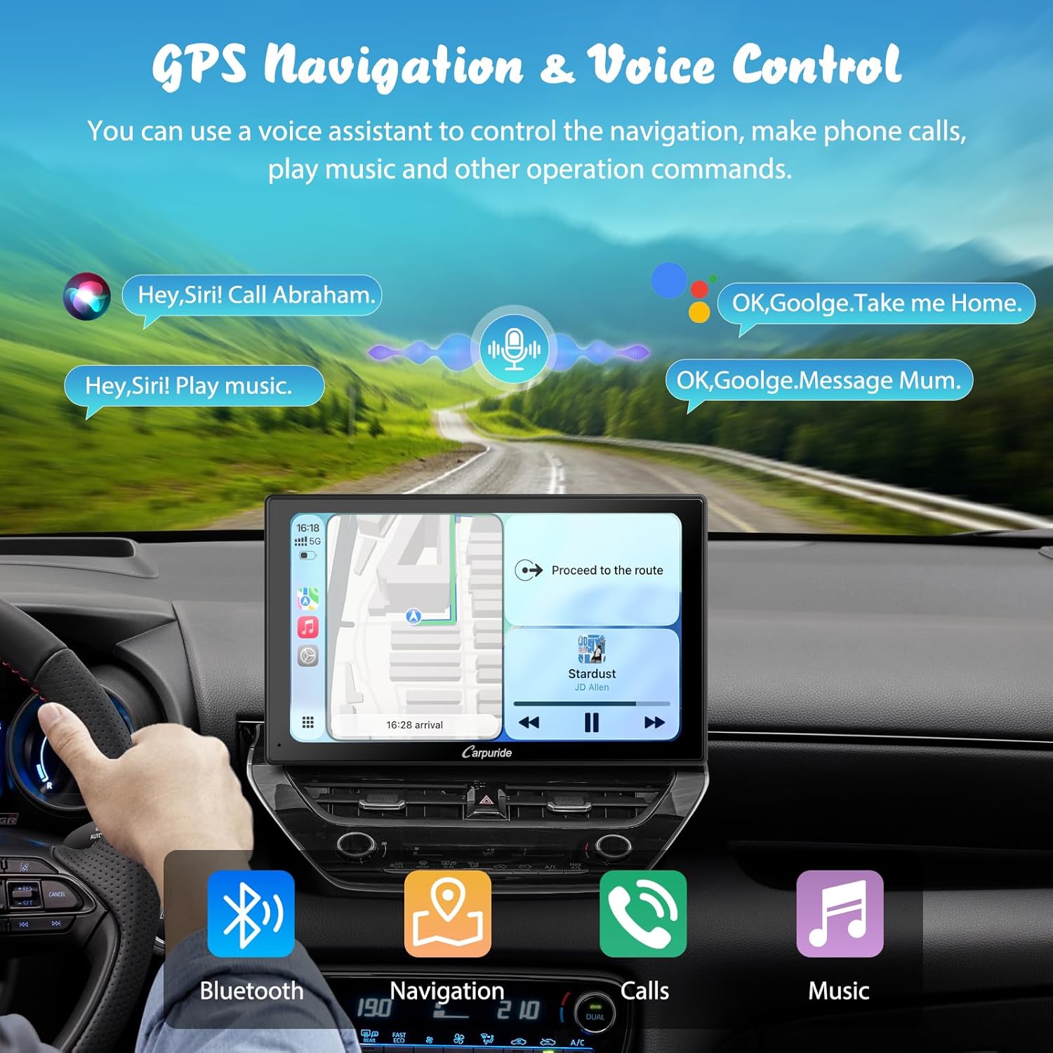 Thumbnail 1 de CARPURIDE W901 Pro: 9-Inch Wireless CarPlay/Android Auto Head Unit with Dual BT, Mirror Link, and Real-Time Navigation