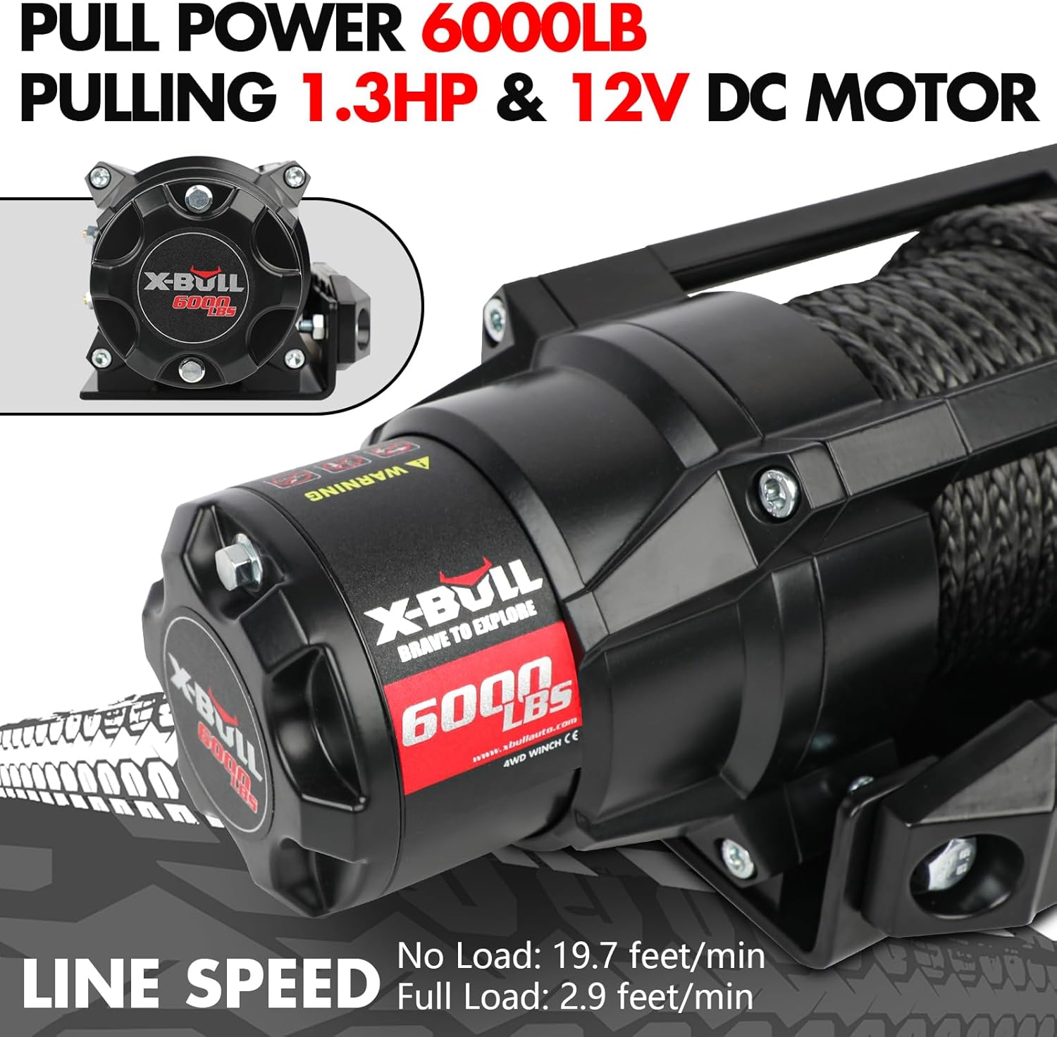 Thumbnail 2 de X-BULL New 6000LBS IP68 Waterproof Electric Winch: 2-in-1 Wireless Remote, Synthetic Rope