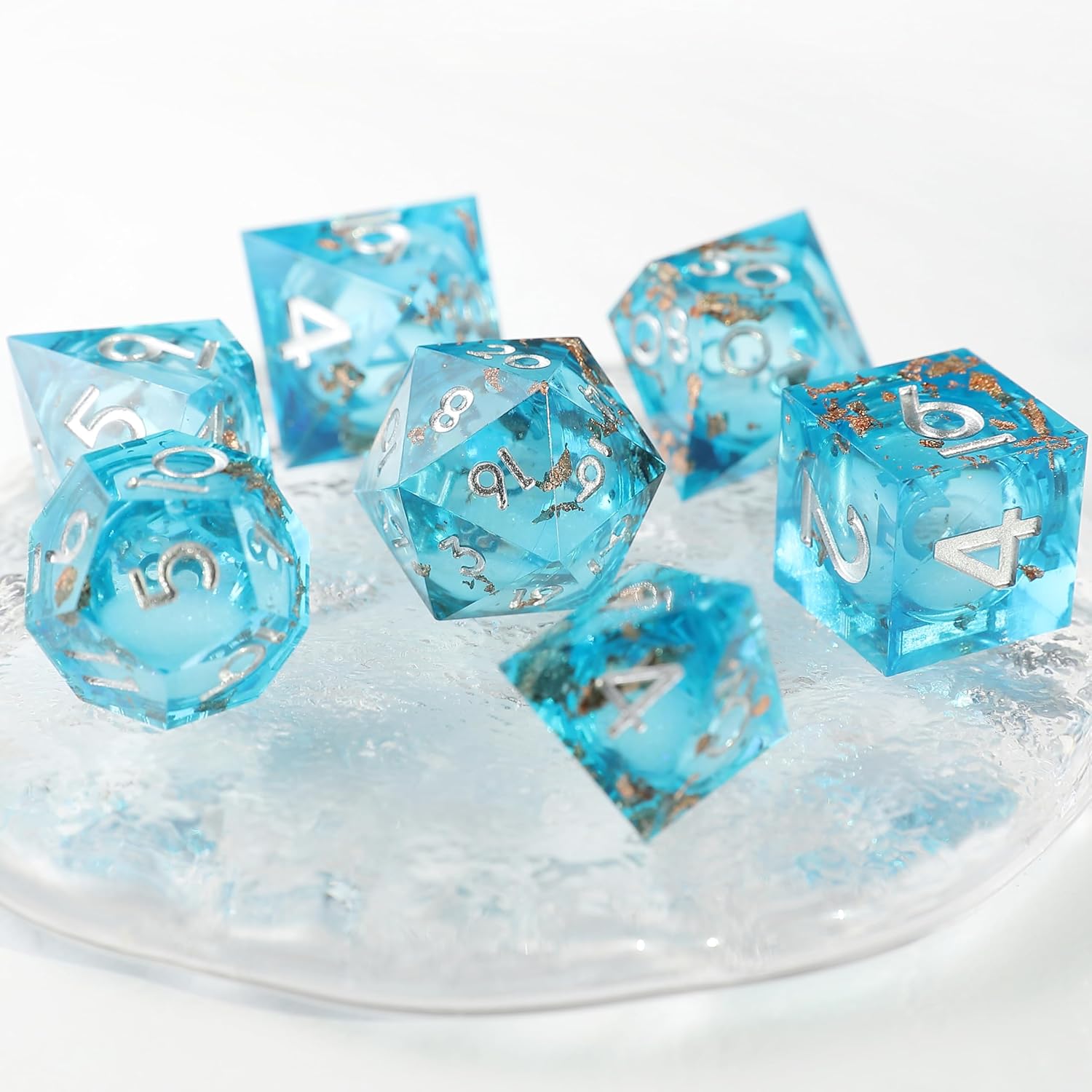 Thumbnail 5 de Elifel Liquid Core DND Dice Set 7pcs – Gold Foil Themed Resin Dice