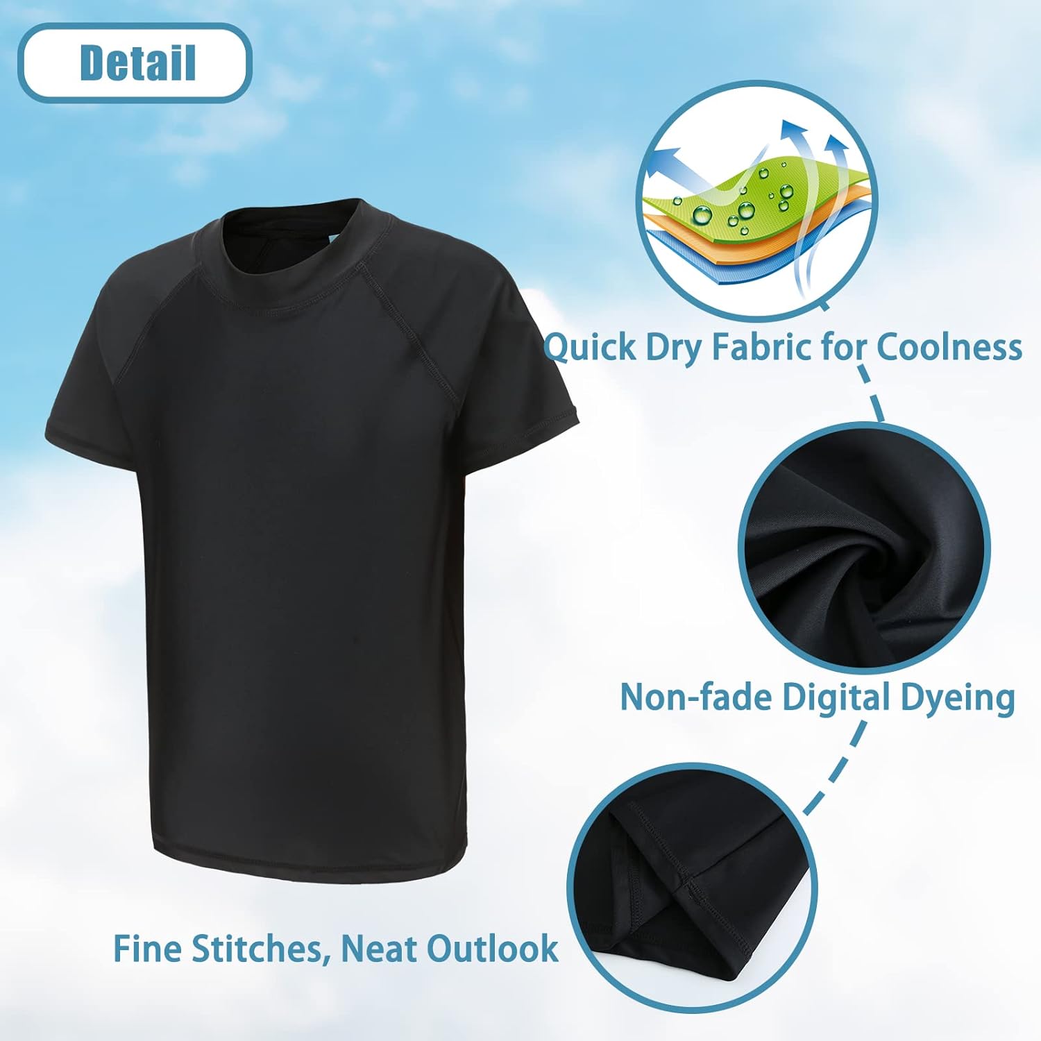 Thumbnail 2 de Aisyee Schwimmshirt Jungen Einteiler Kurzarm – Badeanzug für Kinder 104–164/4–16 Jahre